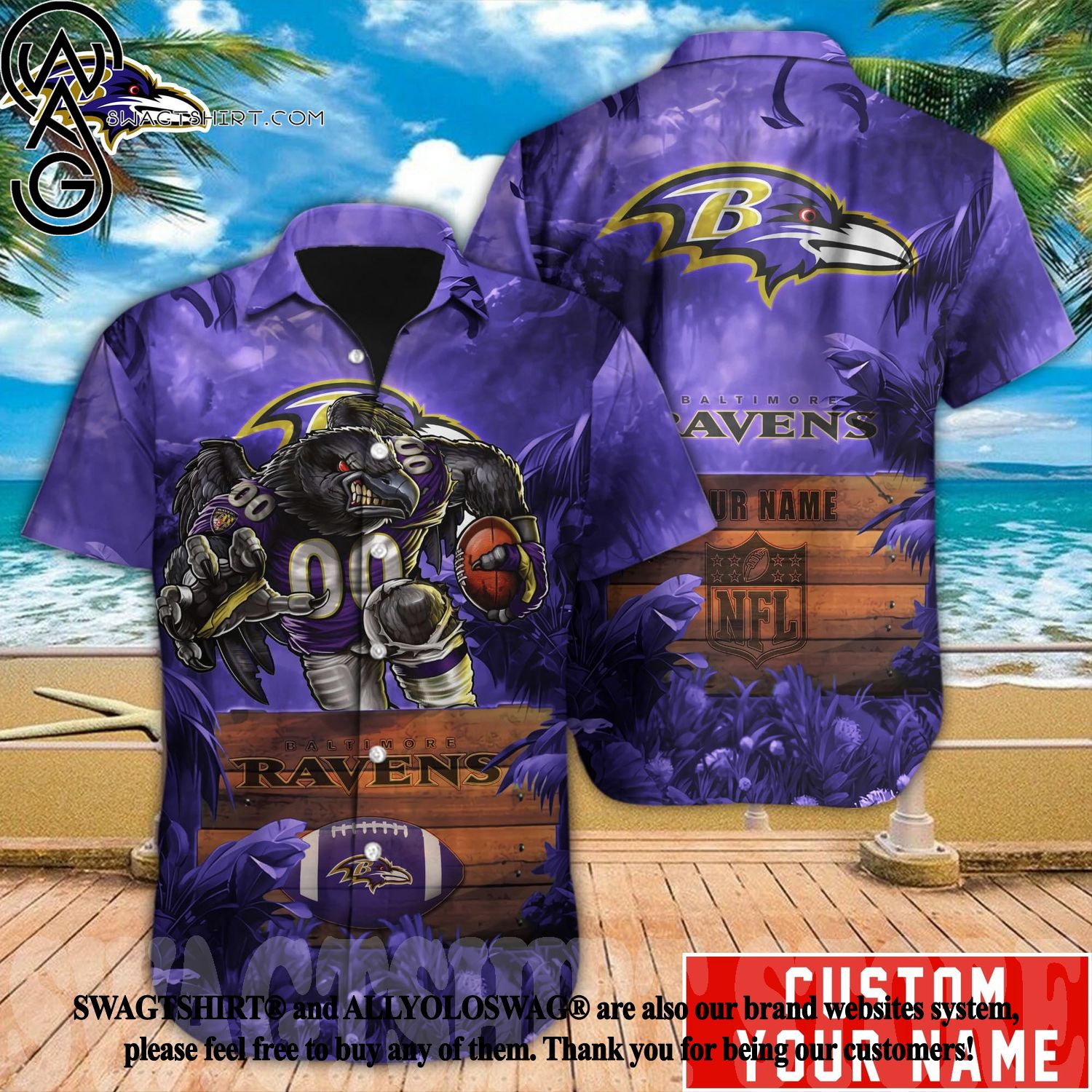 Baltimore Ravens Nfl 3D Hawaiian Shirt 04 Men And Women For Fans - Banantees