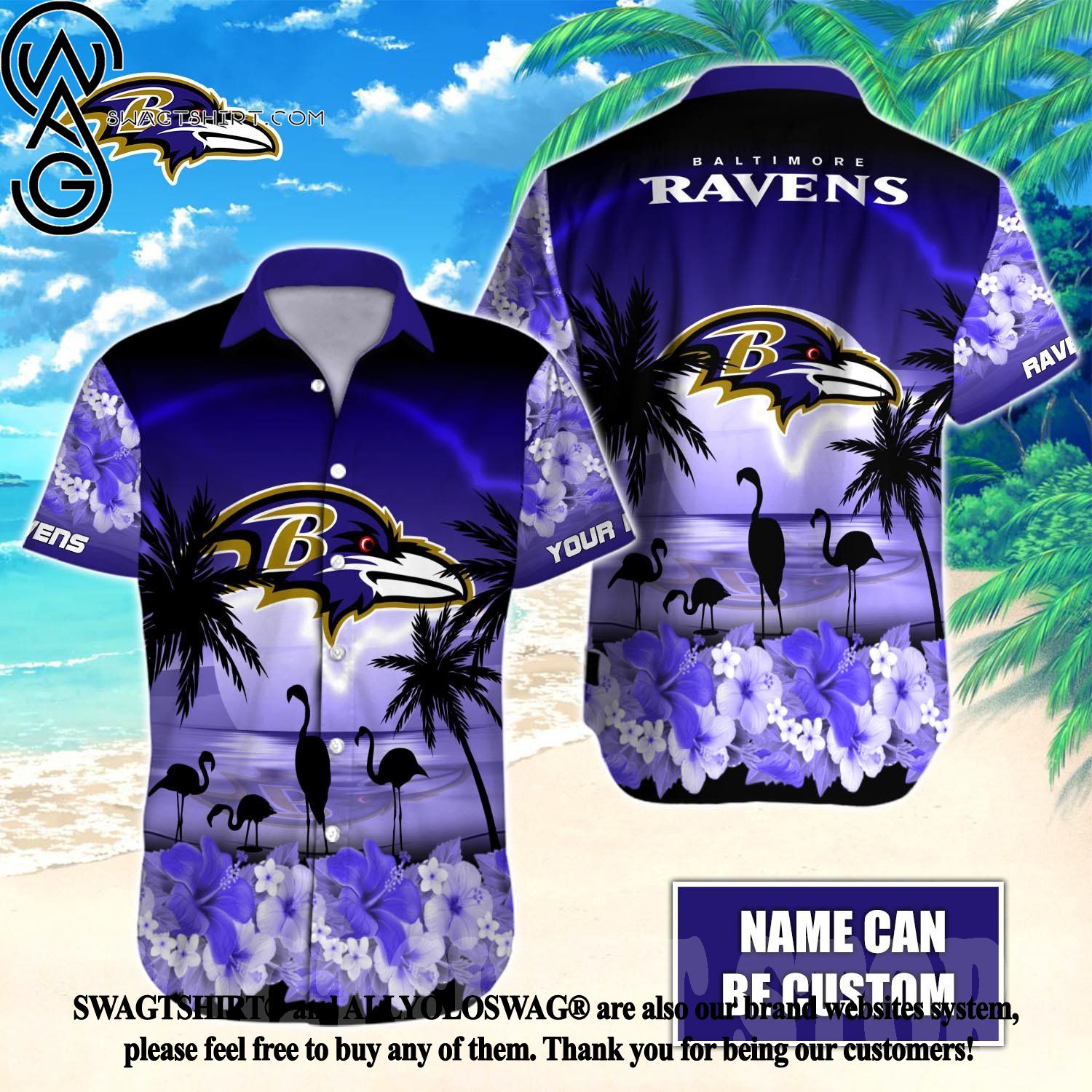 Baltimore Ravens NFL Hawaiian shirt Custom Name Summer Gift - Limotees