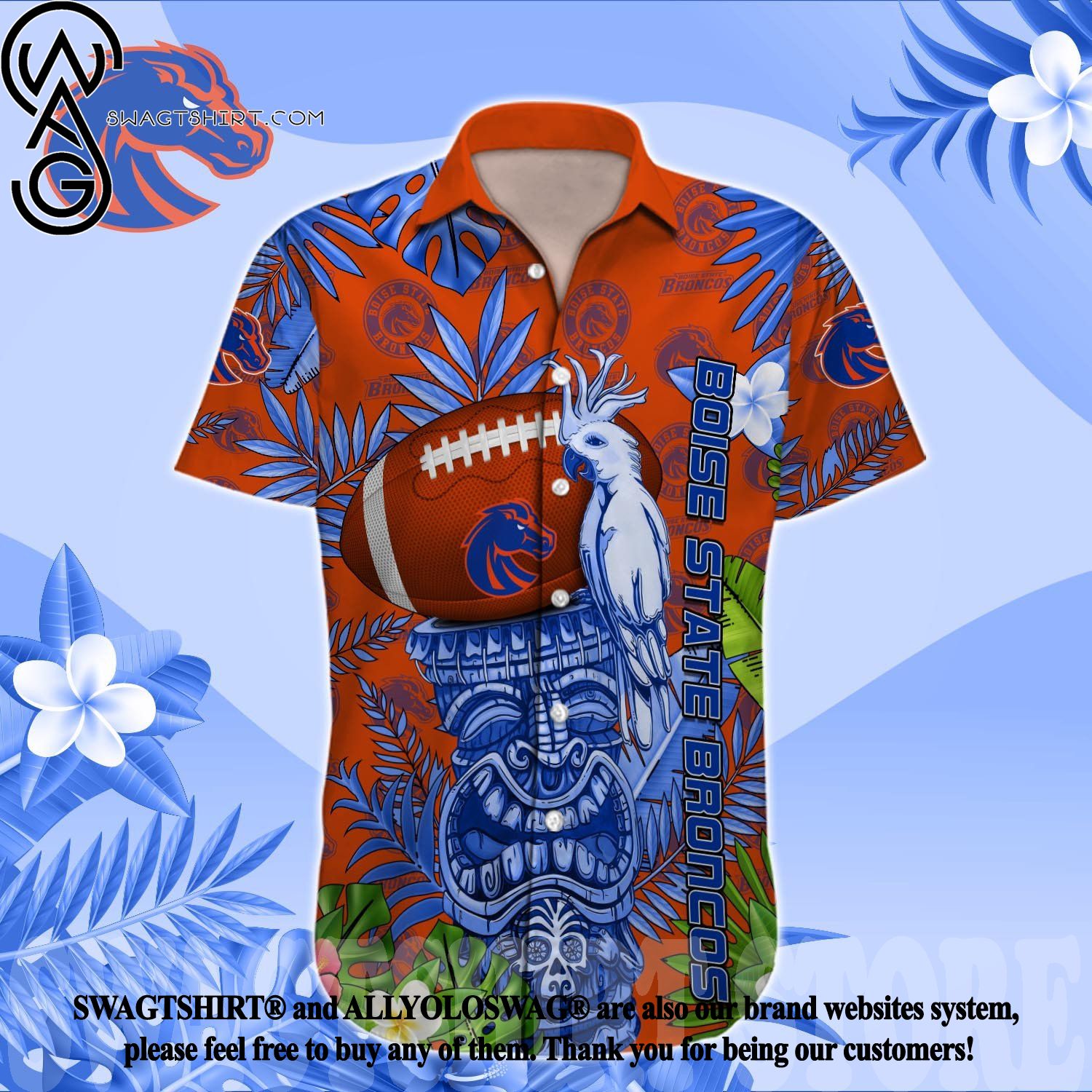 NCAA Boise State Broncos Flower Hawaiian Shirt 3D Shirt, Boise