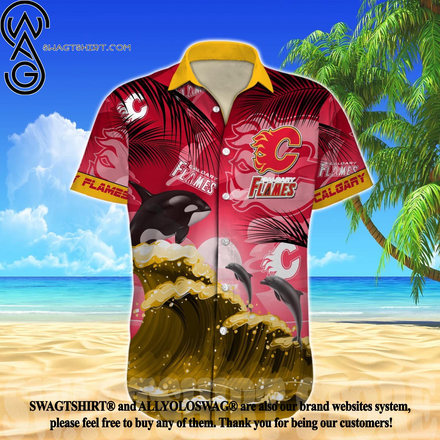 Calgary Flames Hawaii Shirt Hibiscus Sport Style - NHL - Trendy Aloha