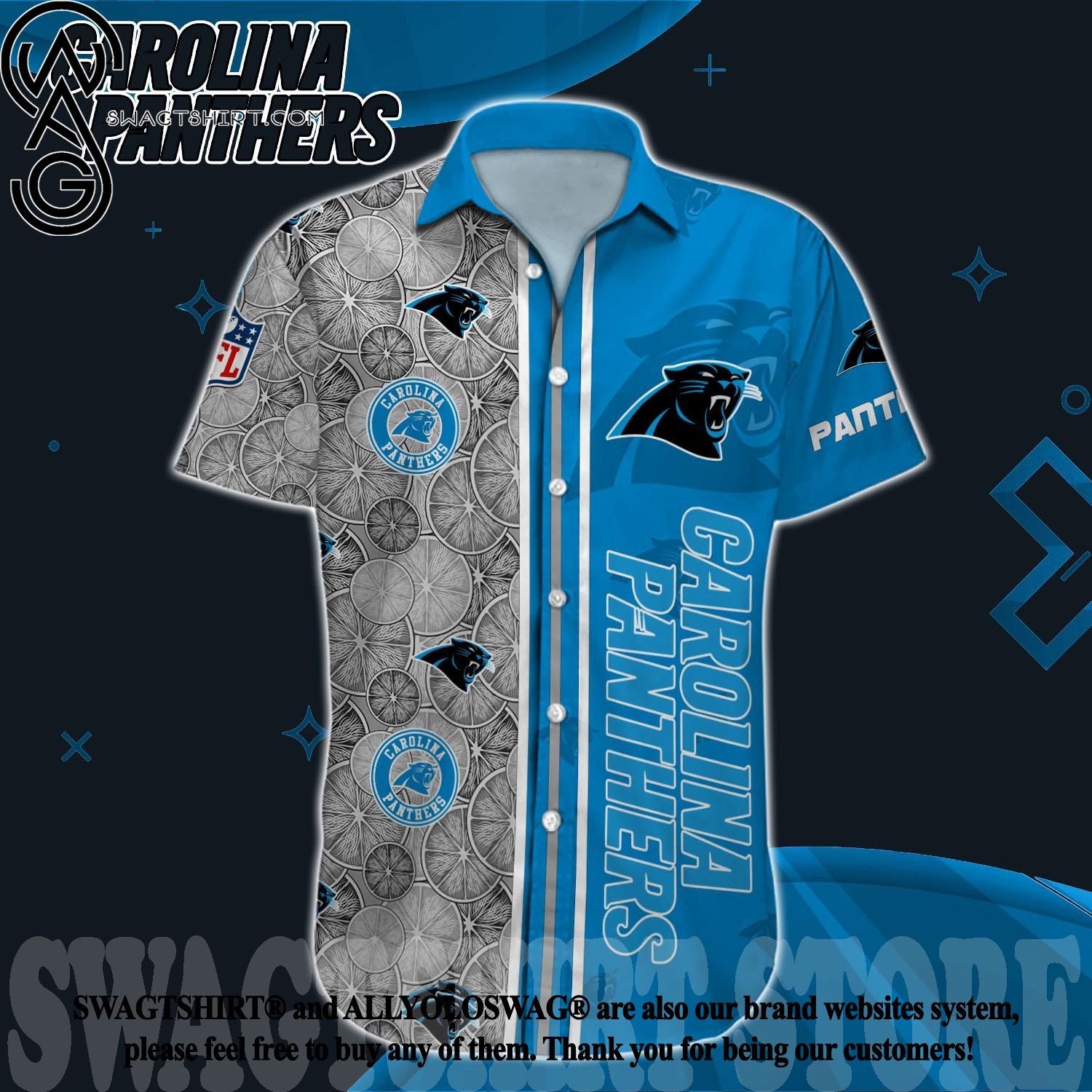 Best Selling Product] Carolina Panthers NFL Full Printing Hawaiian Aloha  Shirt