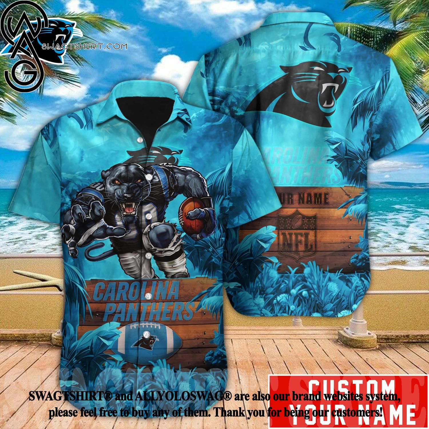 Carolina Panthers NFL Football Custom Name Hawaiian Shirt For Men And Women  Style Gift For Fan - YesItCustom