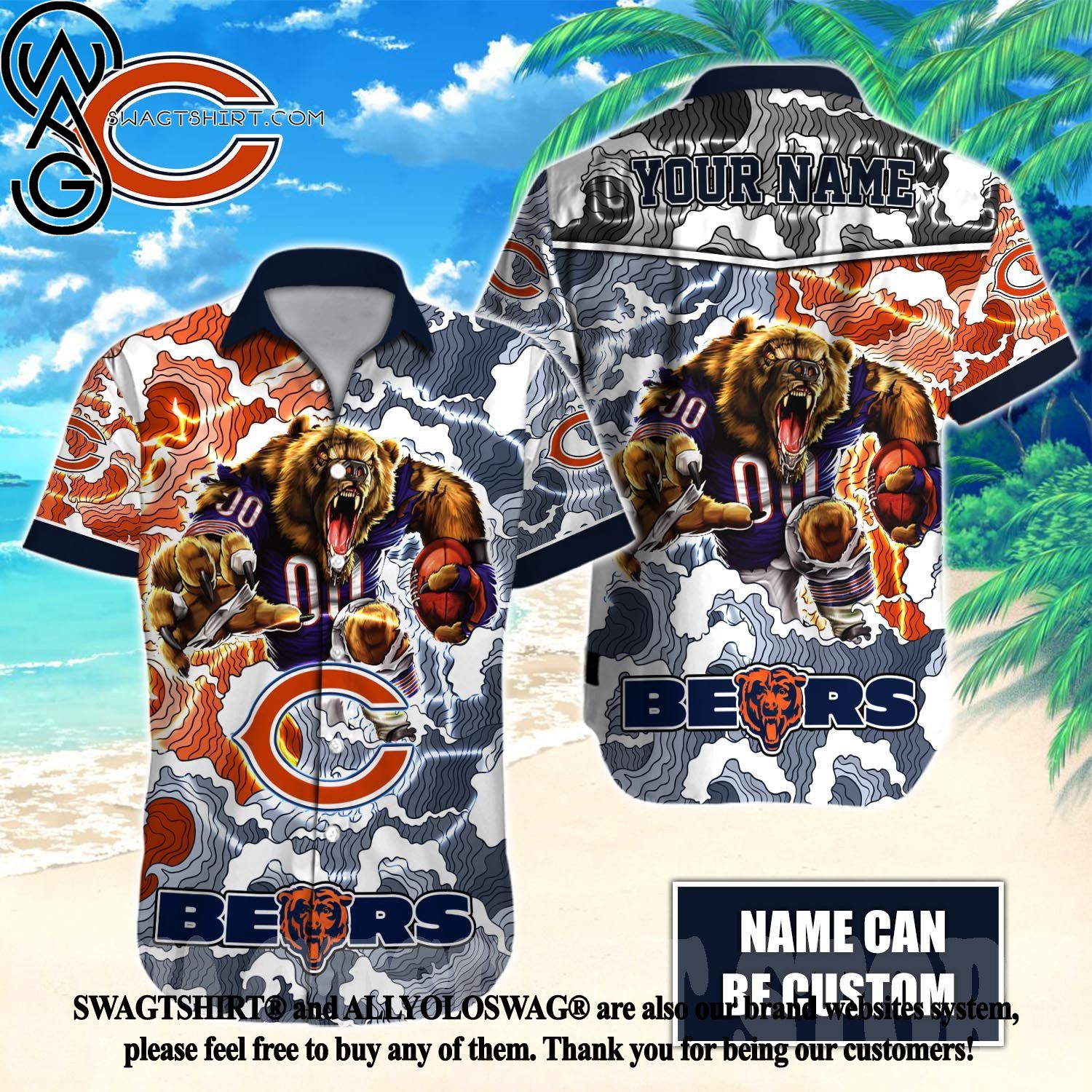 Chicago Bears NFL Custom Name Hawaiian Shirt