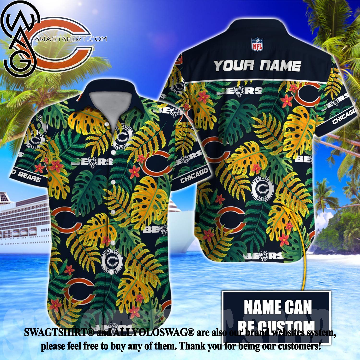 Topeka Style Chicago Bears Nfl Mens Hawaiian Shirts And Short