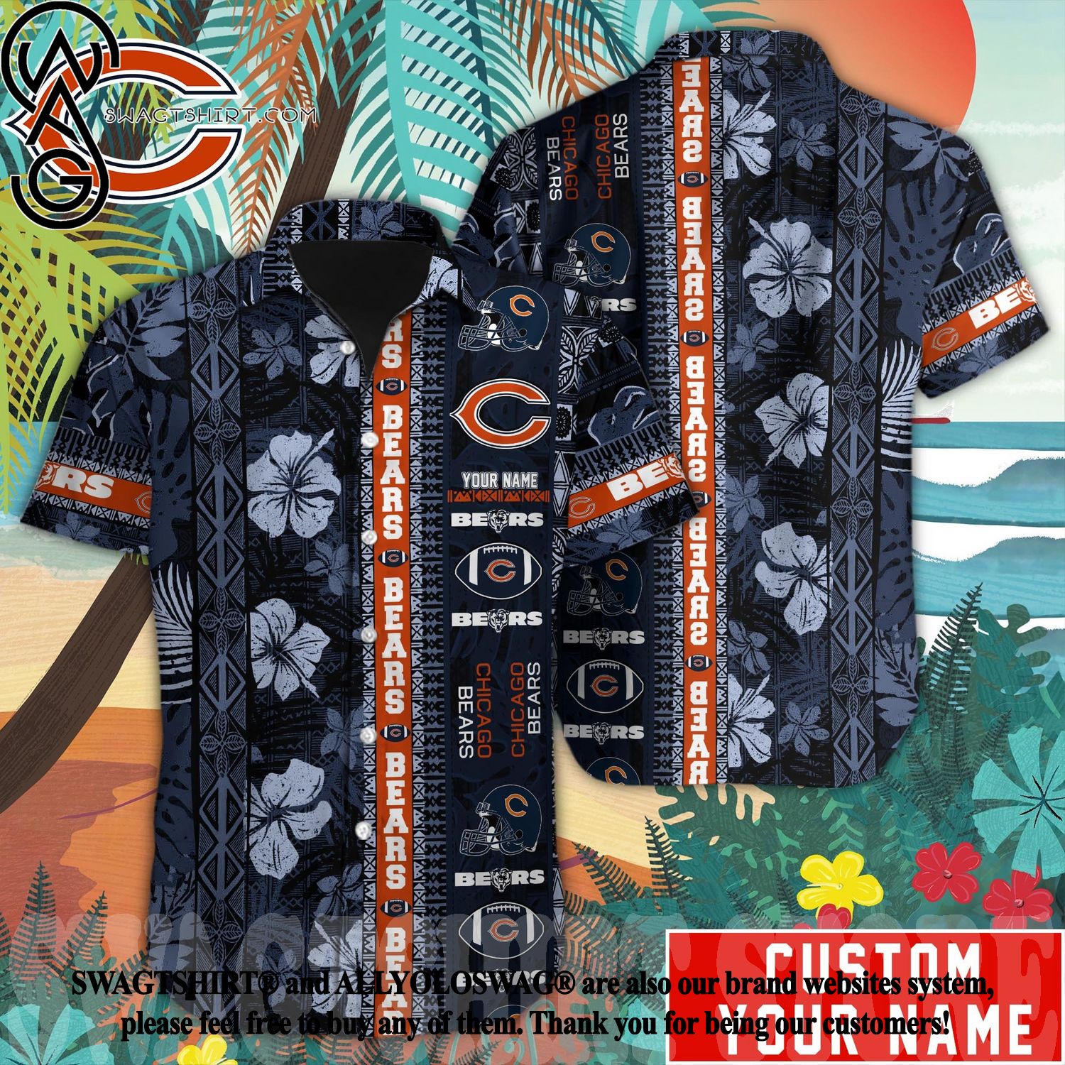 Chicago Bears Hawaiian shirt 3D gift for fan 