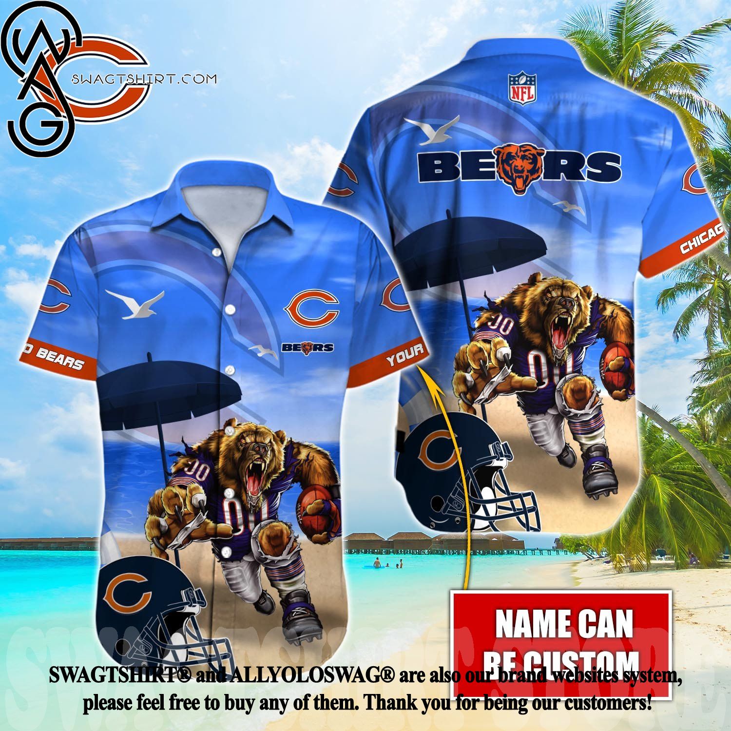 Chicago Bears NFL Custom Name Hawaiian Shirt For Men And Women Special Gift  For True Fans - Freedomdesign