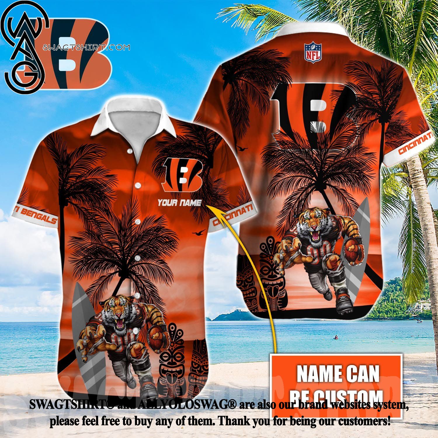 Cincinnati Bengals Hawaiian Shirt NFL Quarter Style Hawaiian Shirt