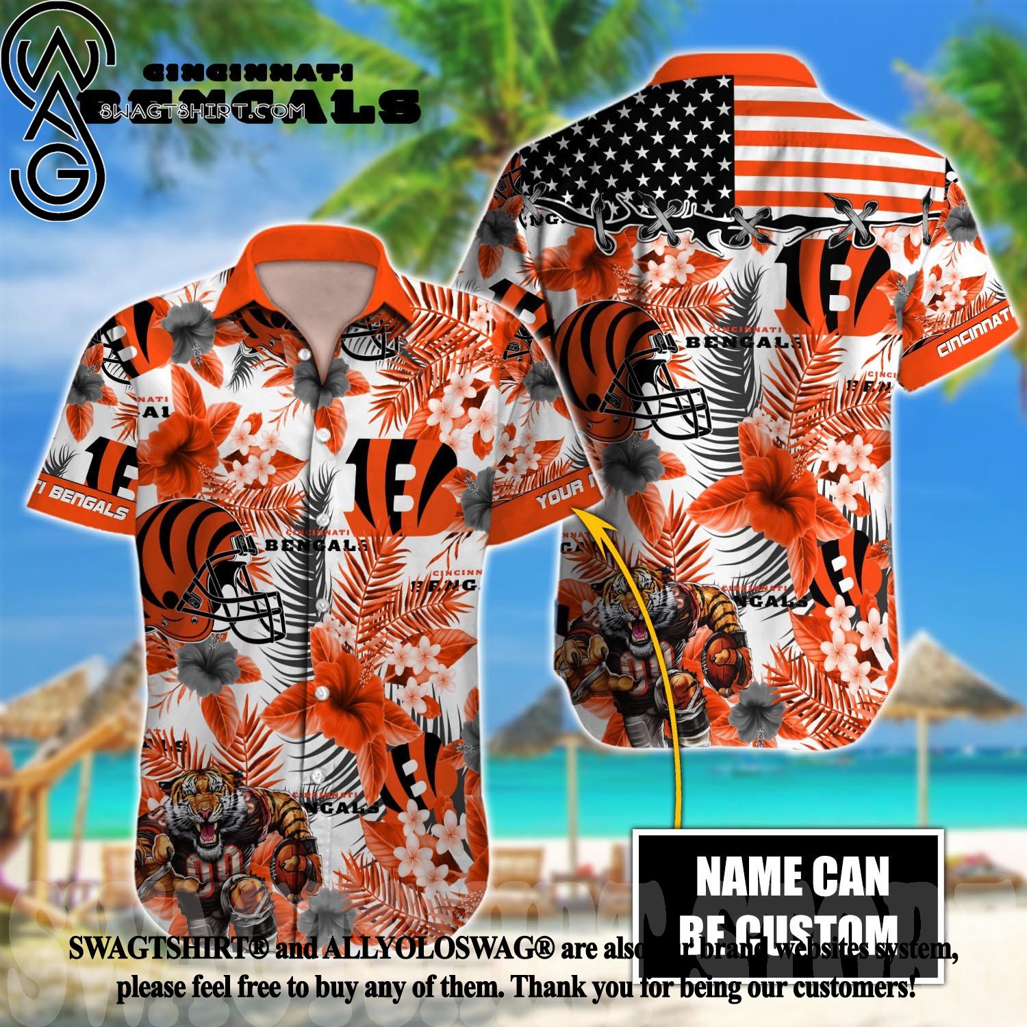 Cincinnati Bengals NF Custom Name Hawaiian Shirt For Men And Women  Immpressive Gift For True Fans - Freedomdesign