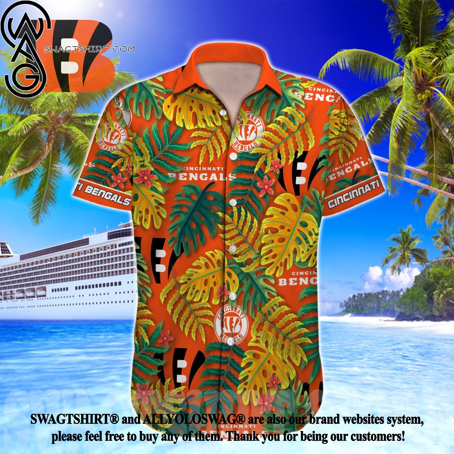 LIMITED NFL Cincinnati Bengals Special Hawaiian Design Button