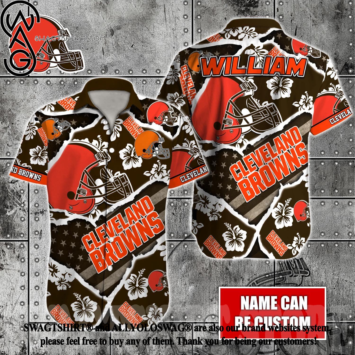 Aloha NFL Cleveland Browns Baseball Jersey Tropical Flower Gift