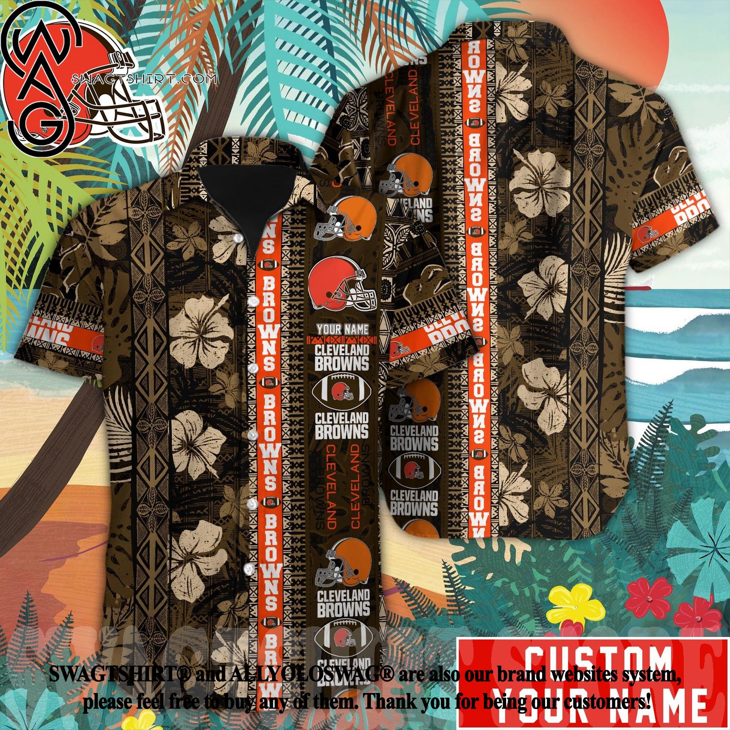 Nfl Cleveland Browns Orange Trendy Hawaiian Shirt V2 Aloha Shirt - Trendy  Aloha