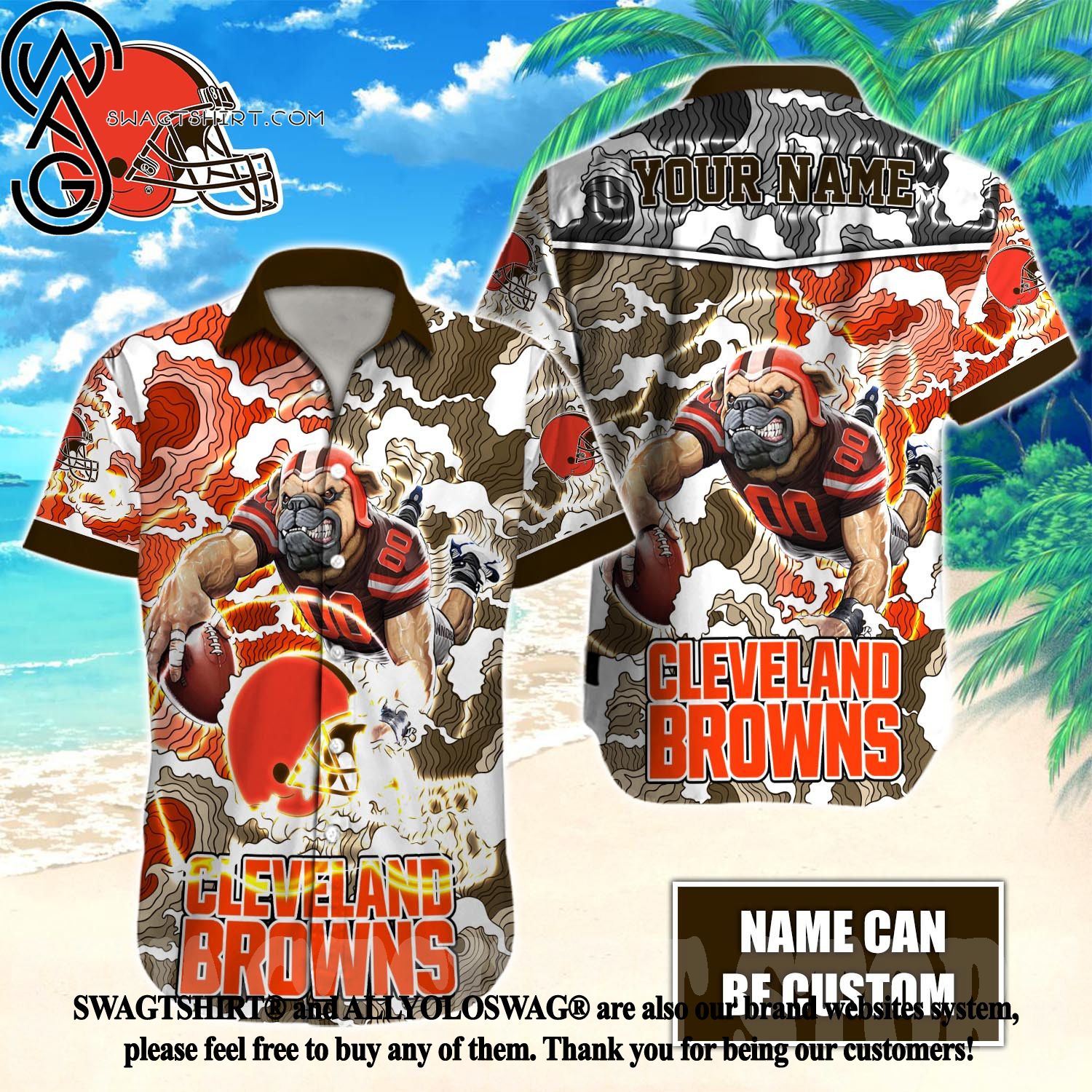 Cleveland Browns NFL Custom Name Hawaiian Shirt For Men Women Style Gift  For Real Fans - Freedomdesign