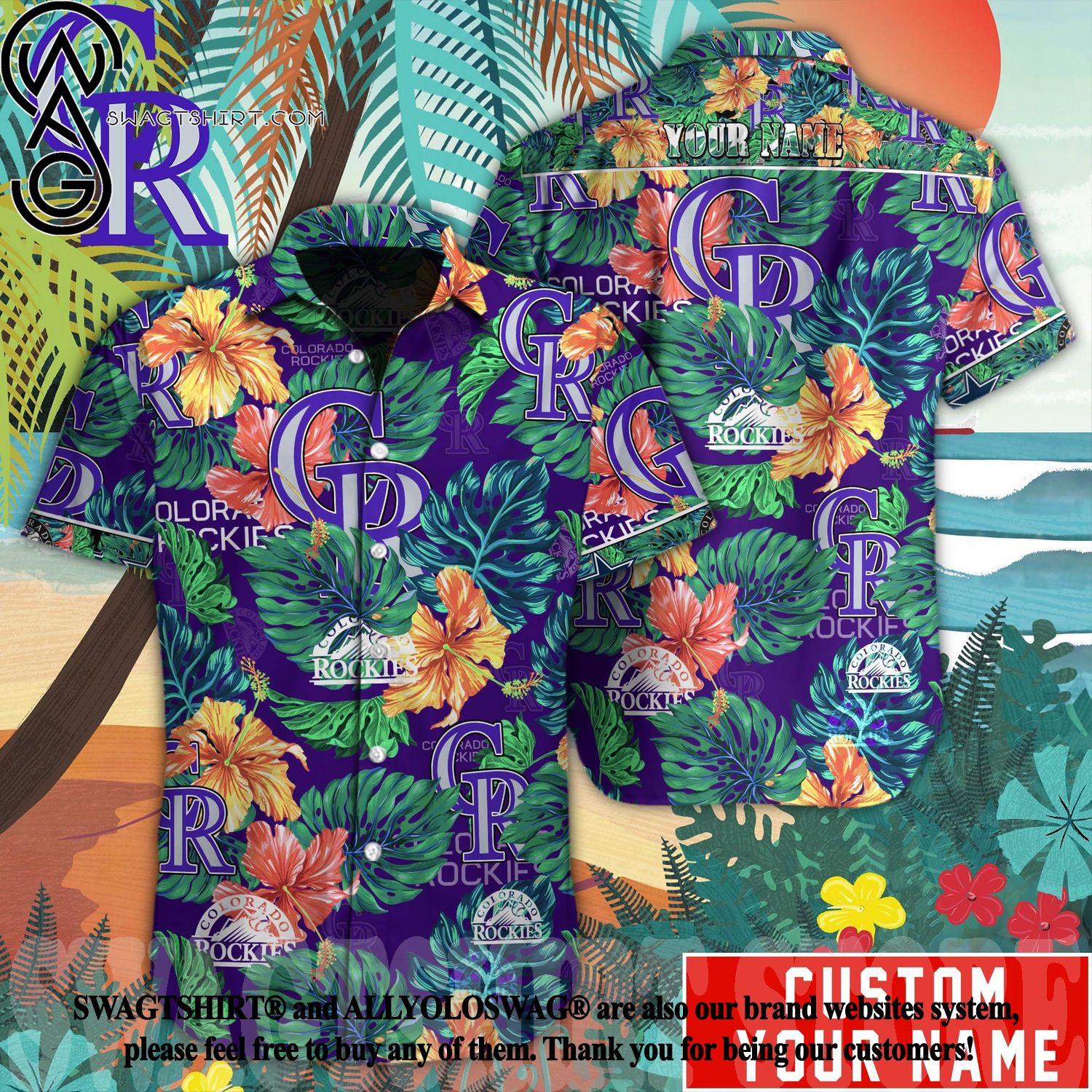 The best selling] Colorado Rockies MLB Flower Full Printed 3D Hawaiian Shirt