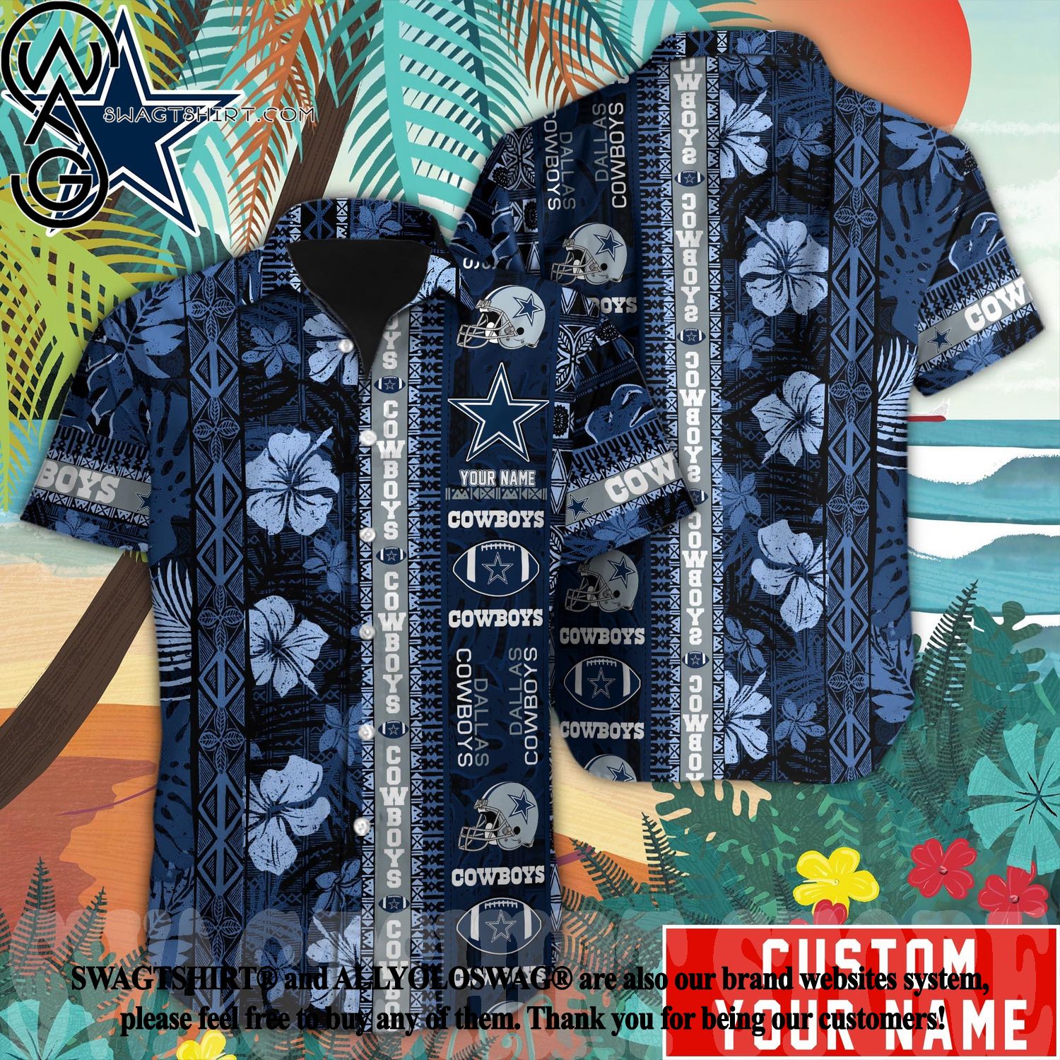 Dallas Cowboys Custom Name NFL Hawaiian Shirt And Shorts Gift For