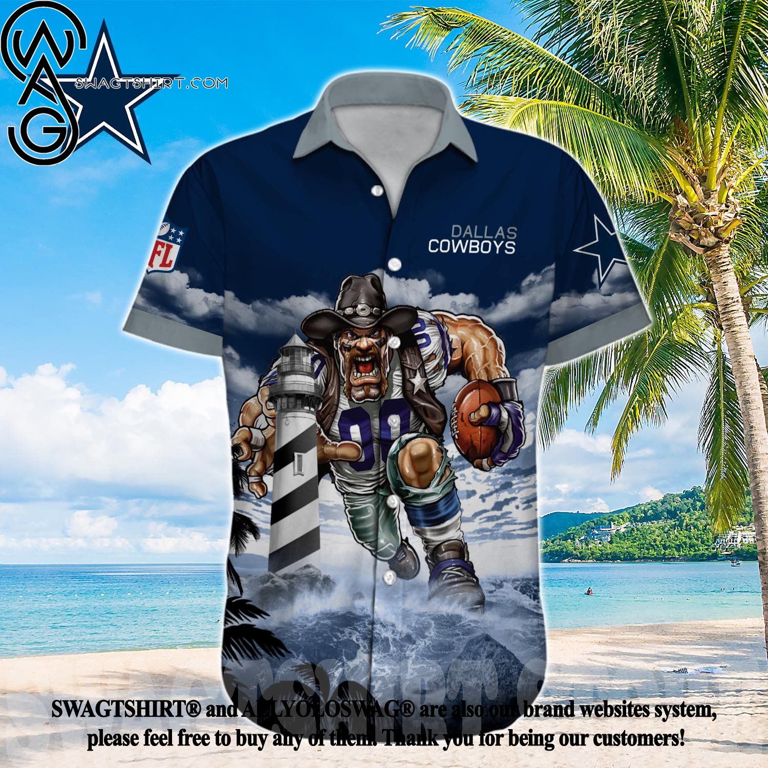 Cowboys Men's Hawaiian Shirt Short Sleeve T-Shirt - Dallas Cowboys