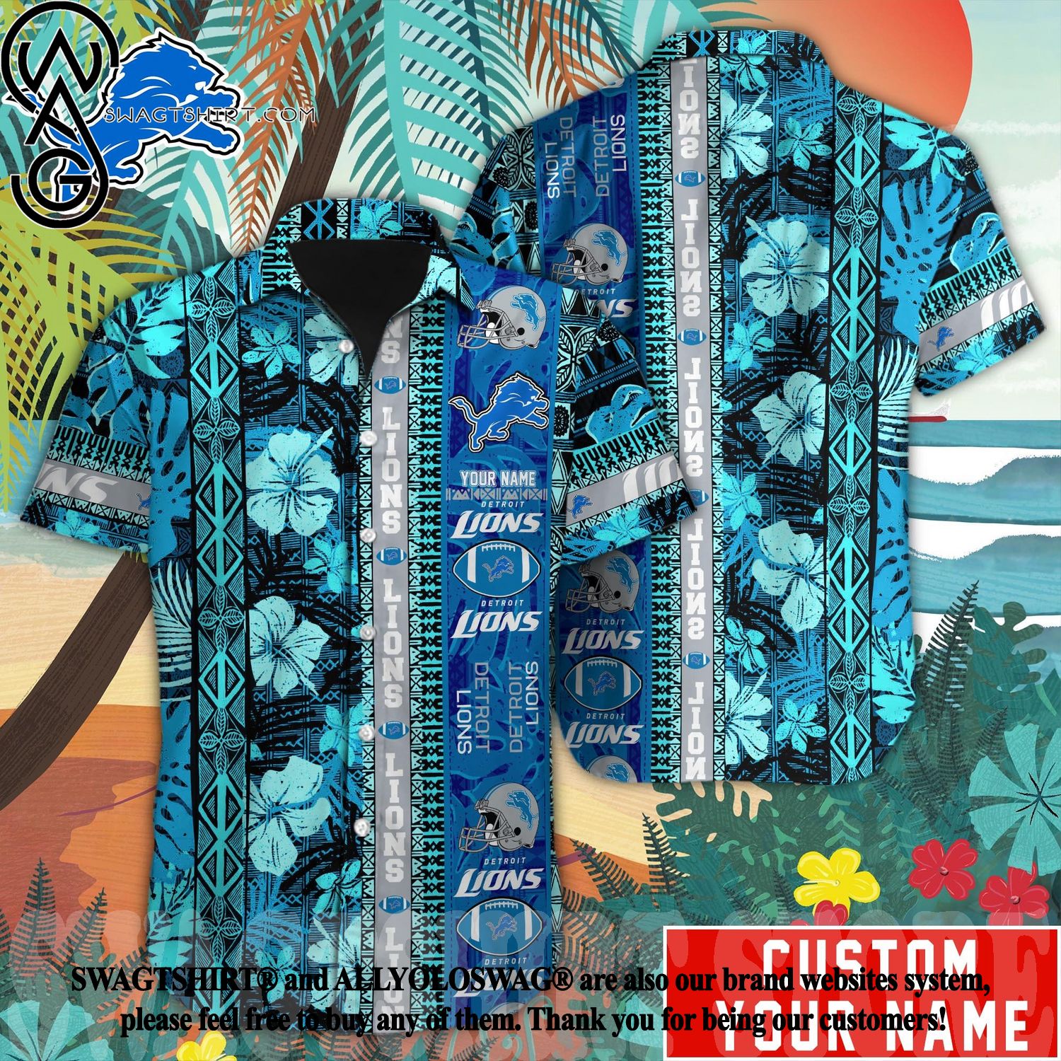 Detroit Lions NFL Custom Name Hawaiian Shirt For Men Women Great Gift For  Real Fans - Freedomdesign