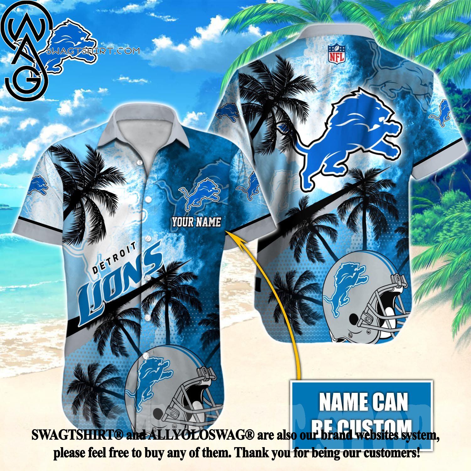 Detroit Lions Hawaiian 3D Printed Shirt - William Jacket