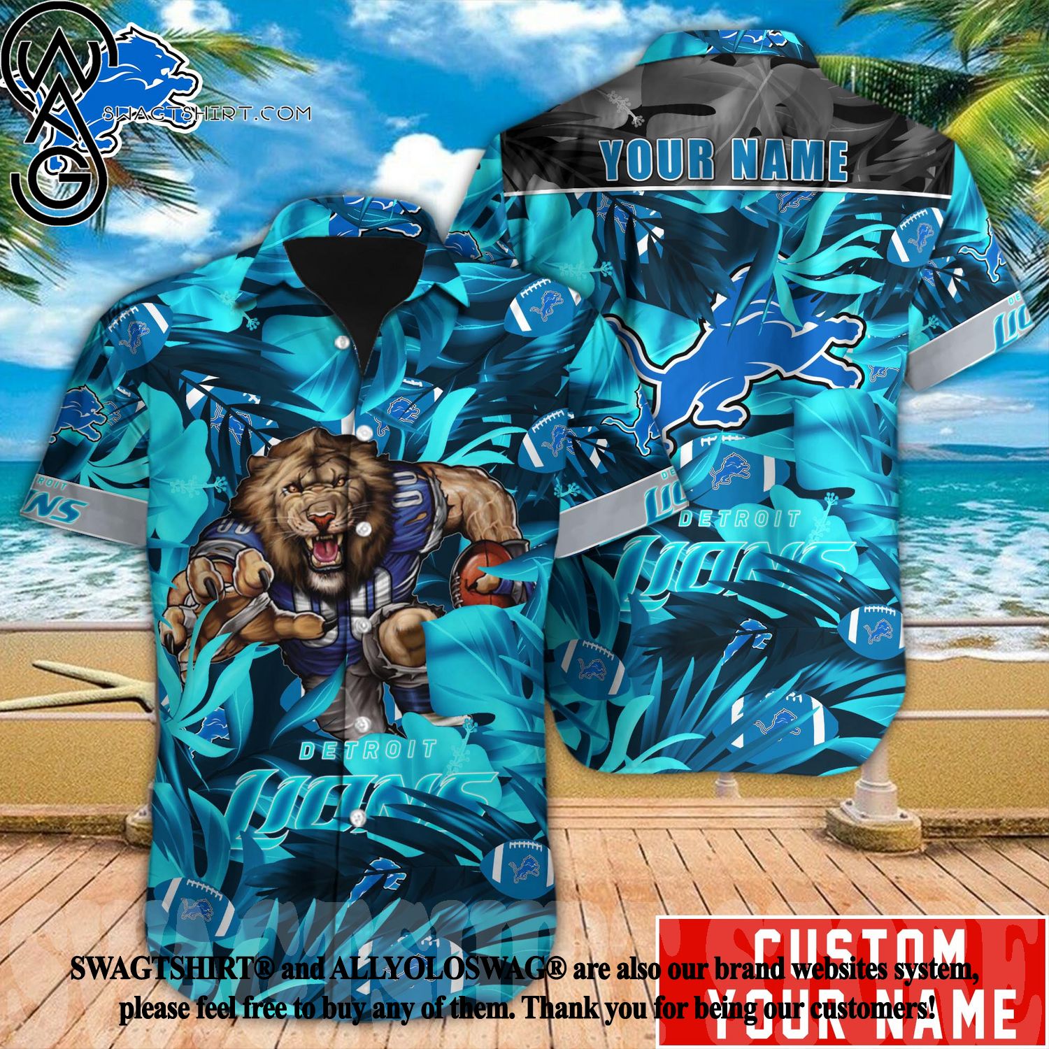 Detroit Lions NFL Custom Name Hawaiian Shirt For Men Women Best Gift For  Real Fans - Freedomdesign