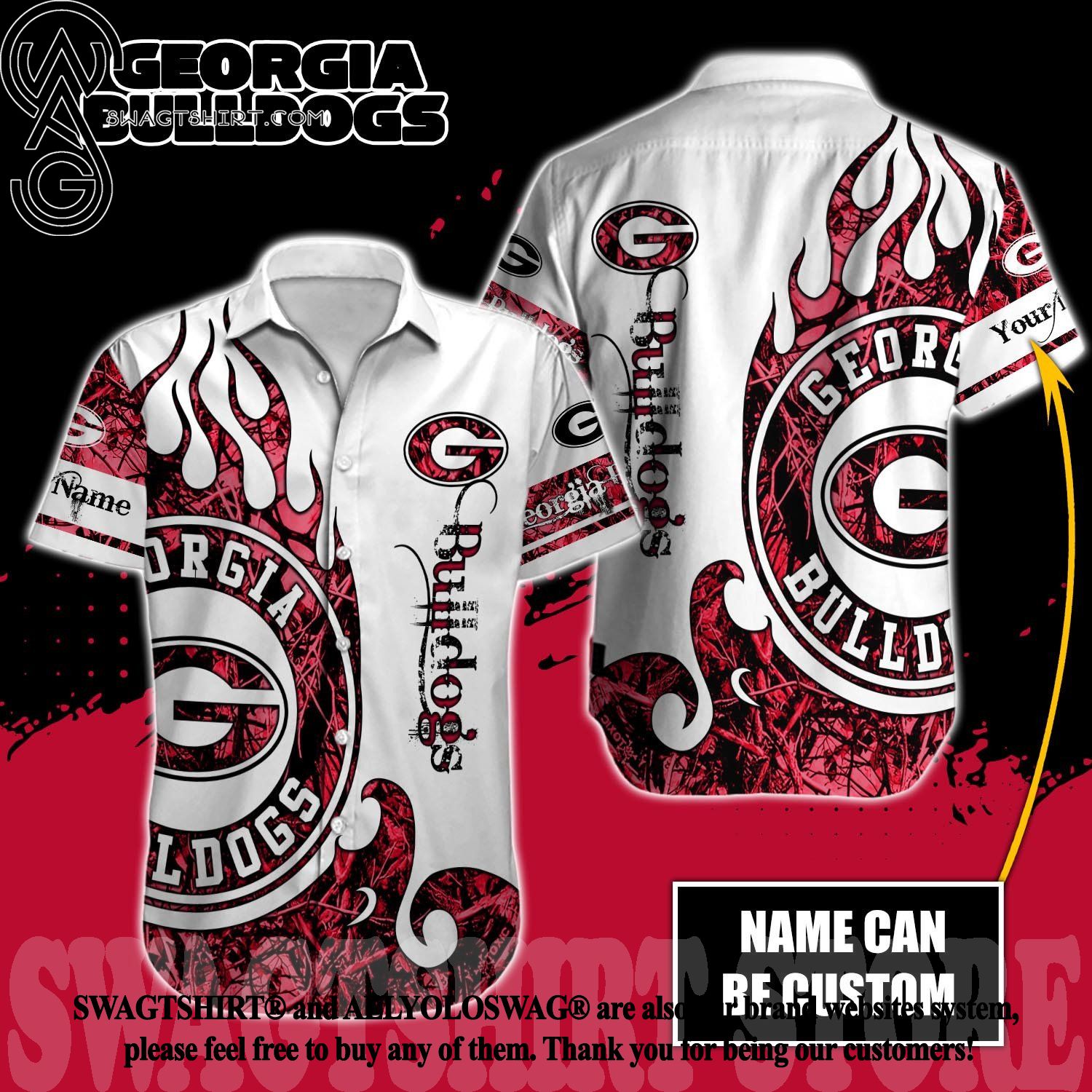 Georgia Bulldogs Plus Size 3D Hawaiian Shirt Best For Fans Beach