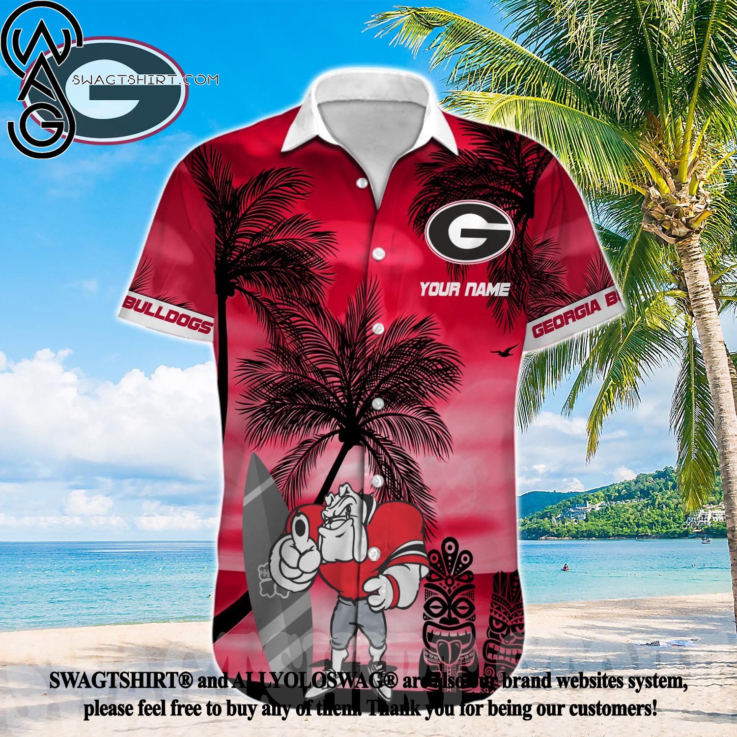 Georgia Bulldogs Custom Name NCAA Sunset Hawaiian Shirt For Fans -  Freedomdesign