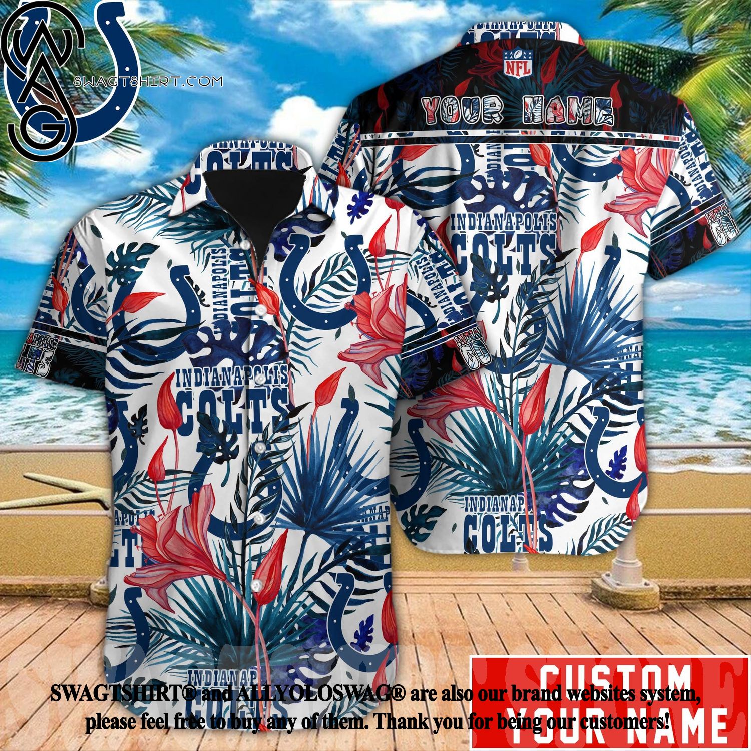 Indianapolis Colts Custom Name NFL Hawaiian Shirt And Shorts Gift