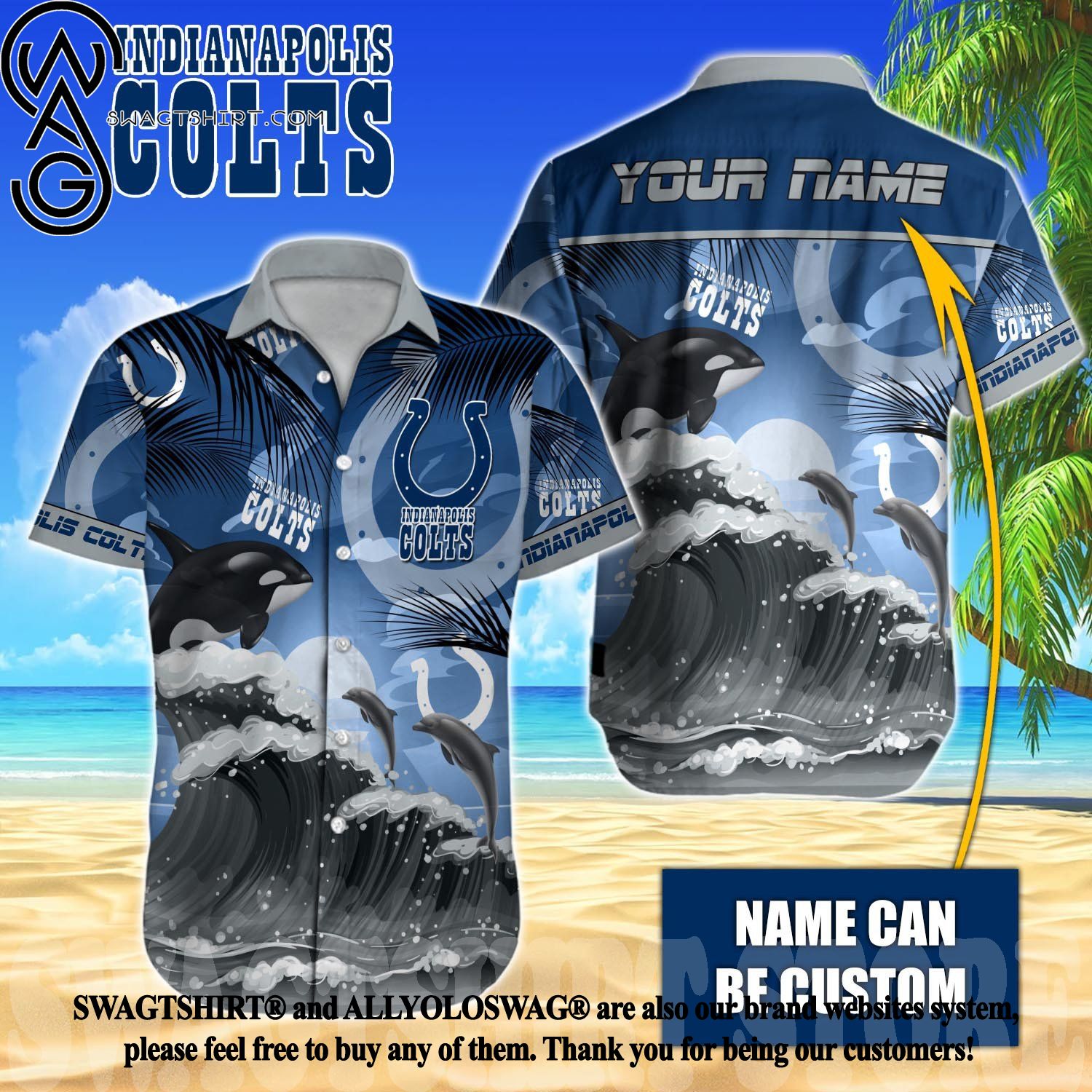 Custom Name Indianapolis Colts NFL Aloha Hawaiian Shirt