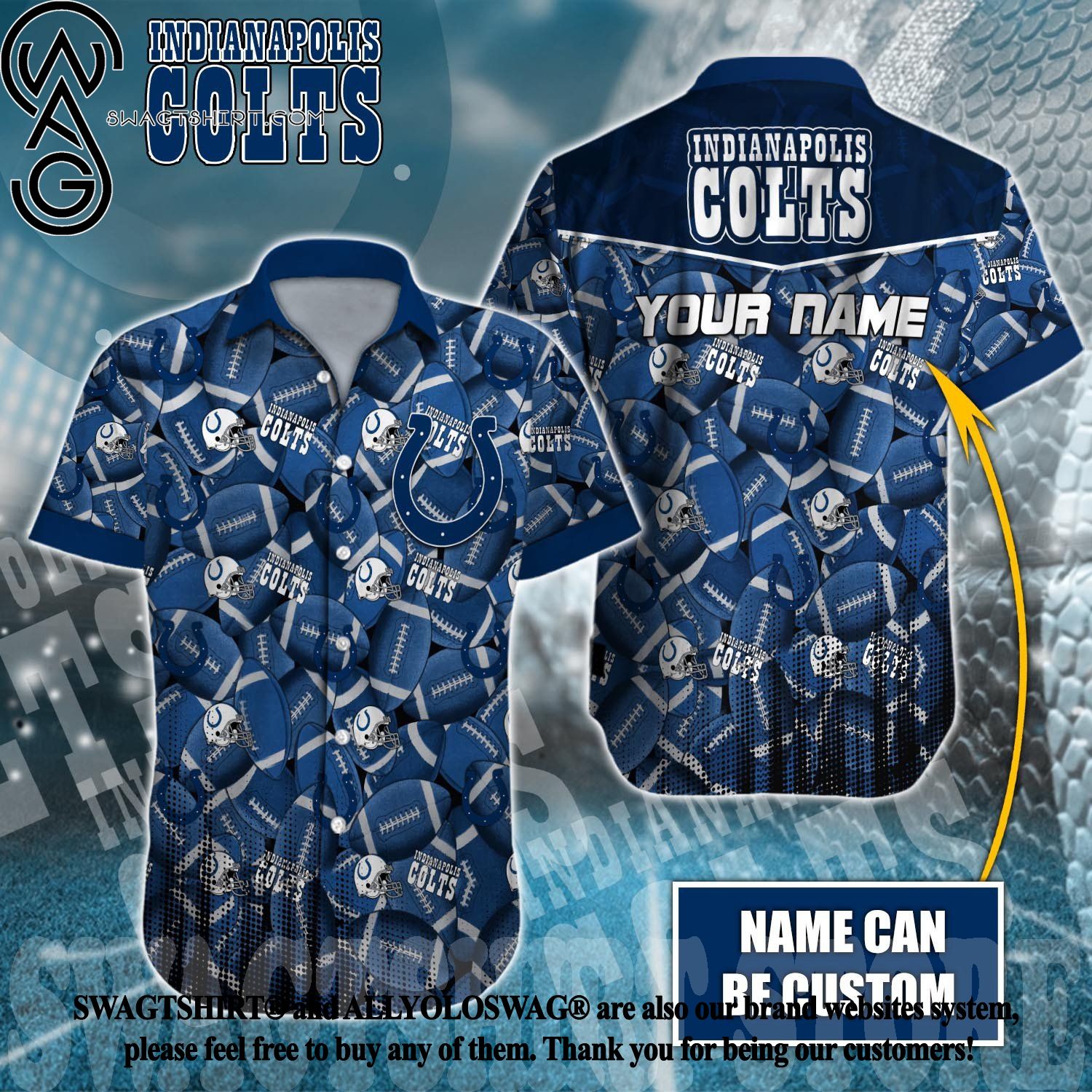 Indianapolis Colts NFL Symbol Pattern Short Sleeve Hawaiian Shirt