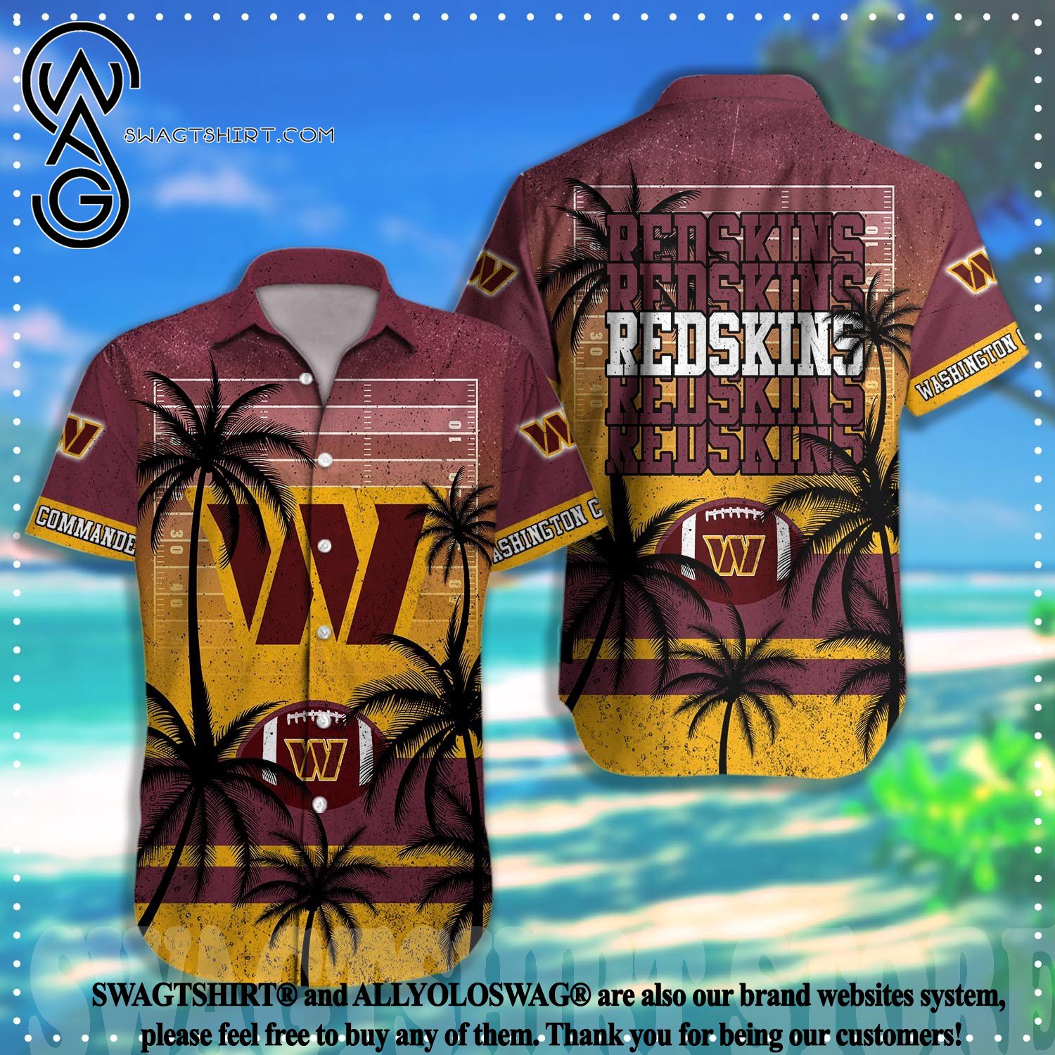 Custom Name Washington Commanders Hawaiian Shirt NFL Football Button Up  Hawaiian Shirt - T-shirts Low Price