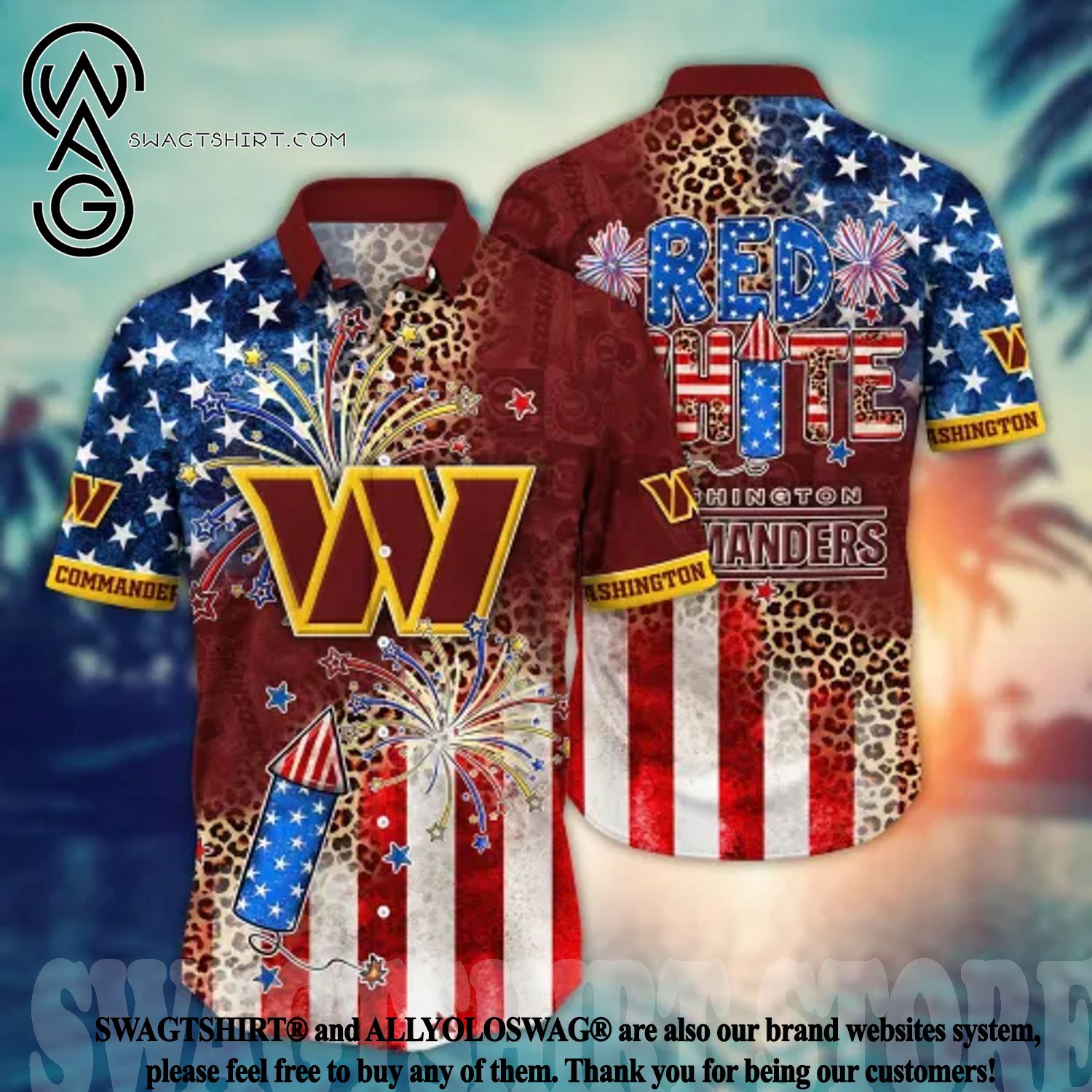 BEST NFL Washington Redskins Hawaiian Shirt Graphic American Flag