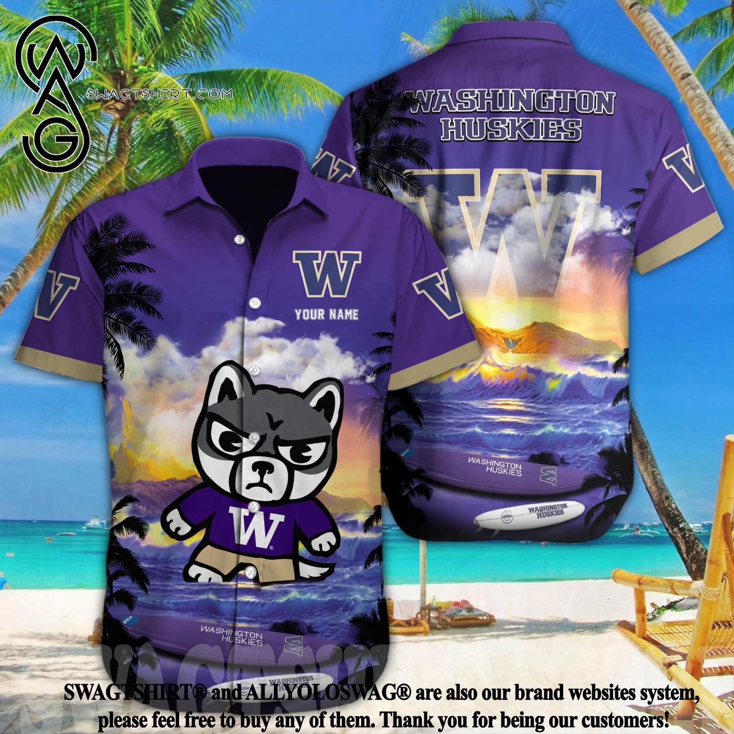 Custom Washington Huskies Jersey Name and Number NCAA College Football Purple