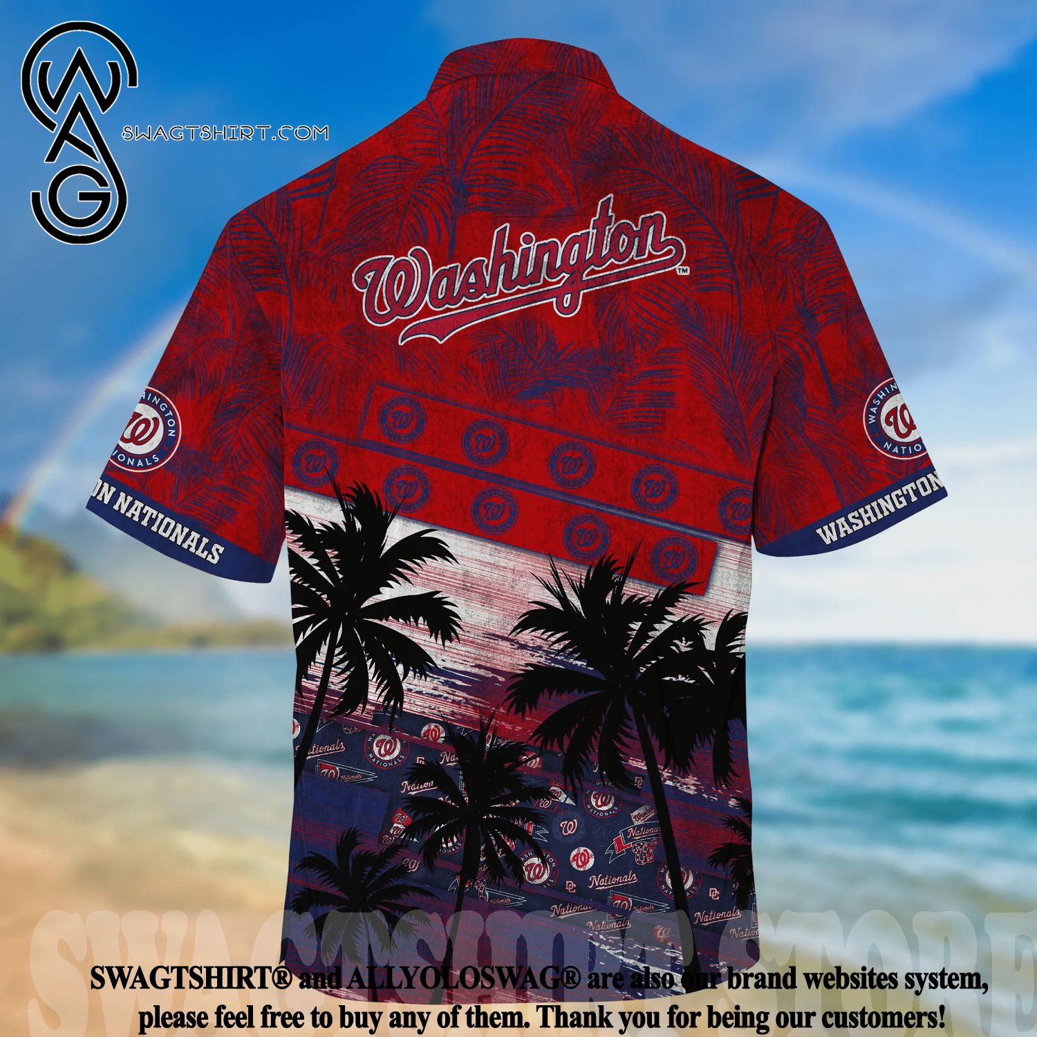 Washington Nationals Logo MLB Hawaii Polo Shirt For Fans