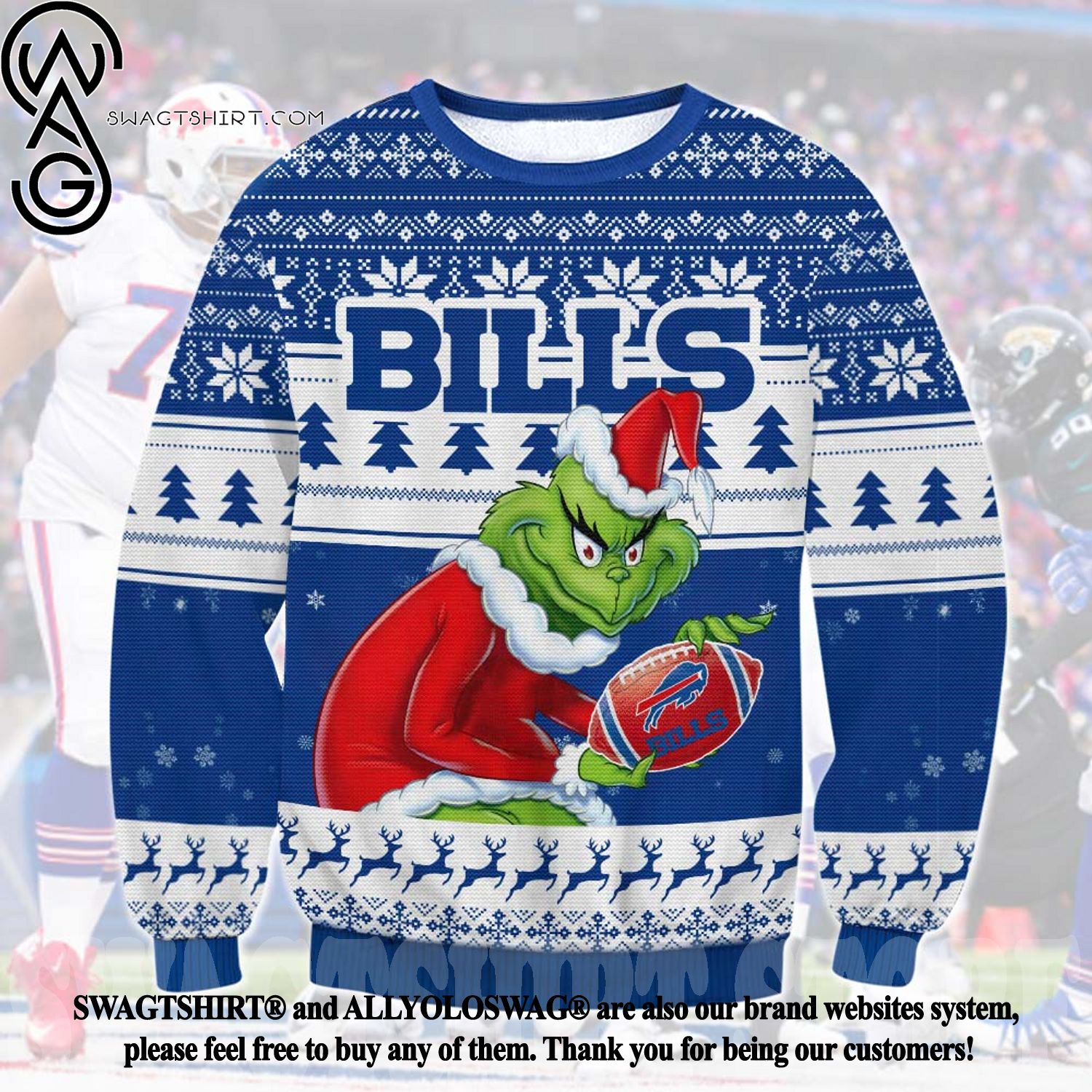 Buffalo Bills Grinch Ugly Christmas Holiday Sweater