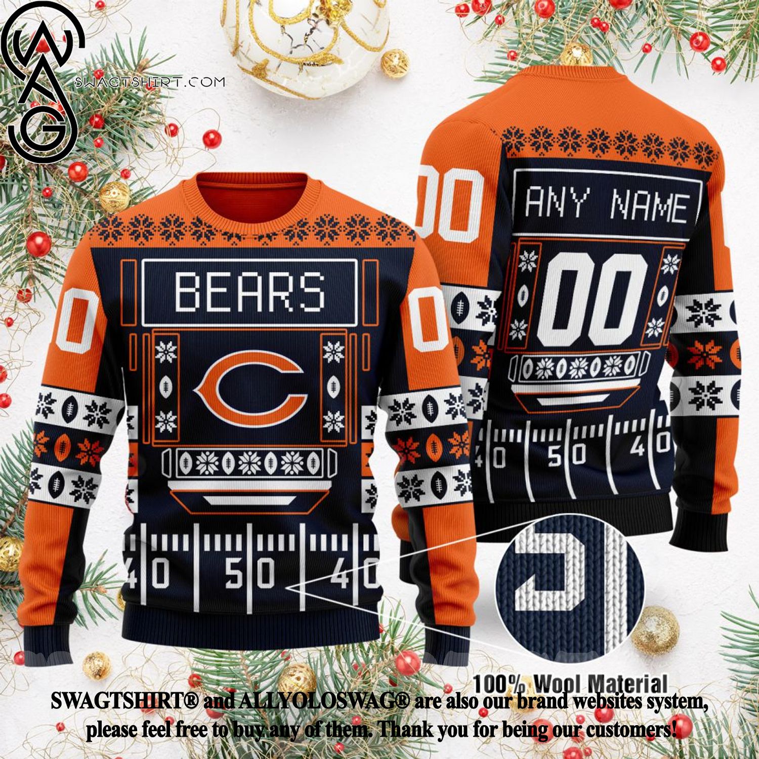 Chicago Bears NFL Est.1920 Ugly Wool Sweater - Chicago Bears Christmas  Sweater