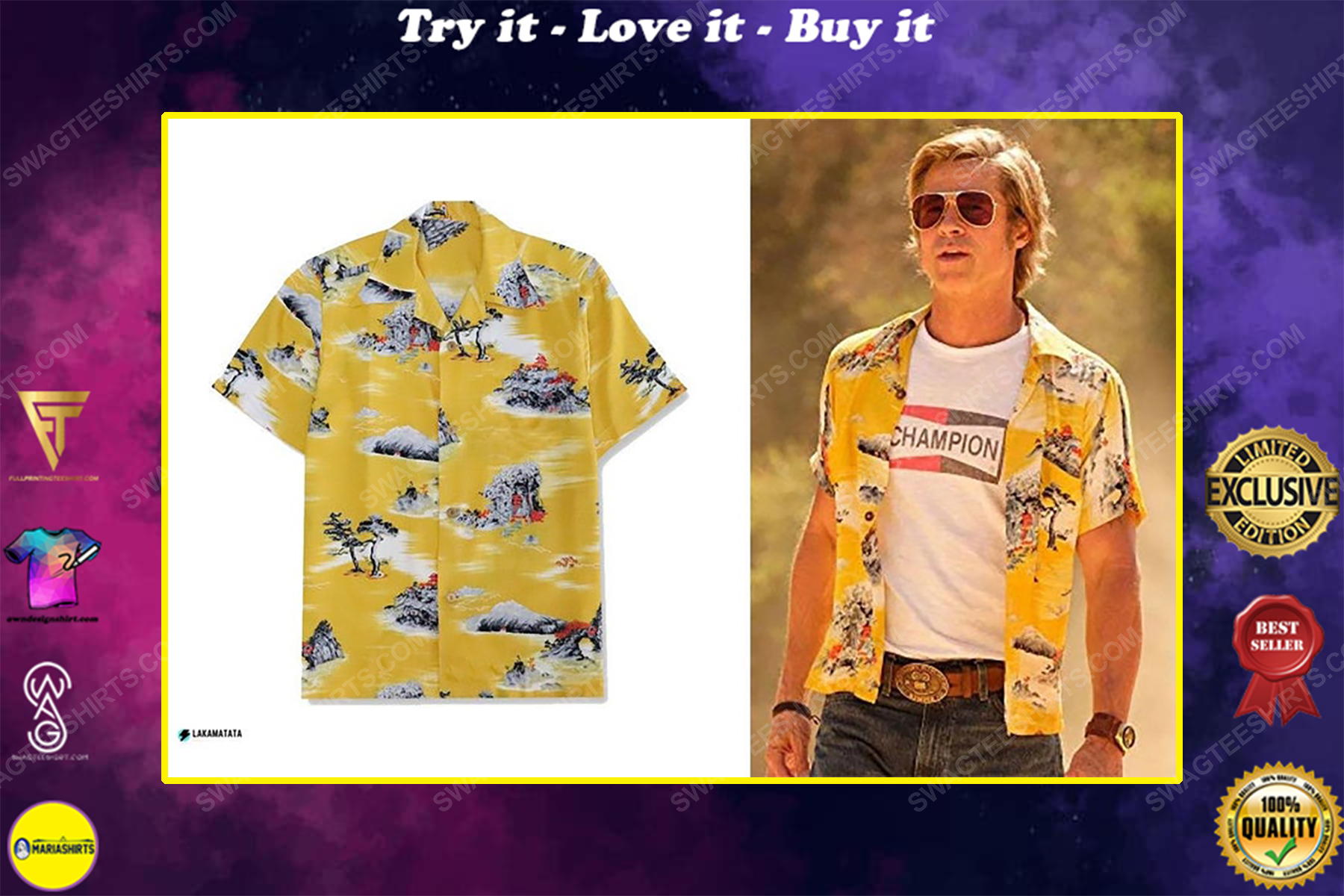 Brad pitt hollywood actor celebrity summer vacation hawaiian shirt