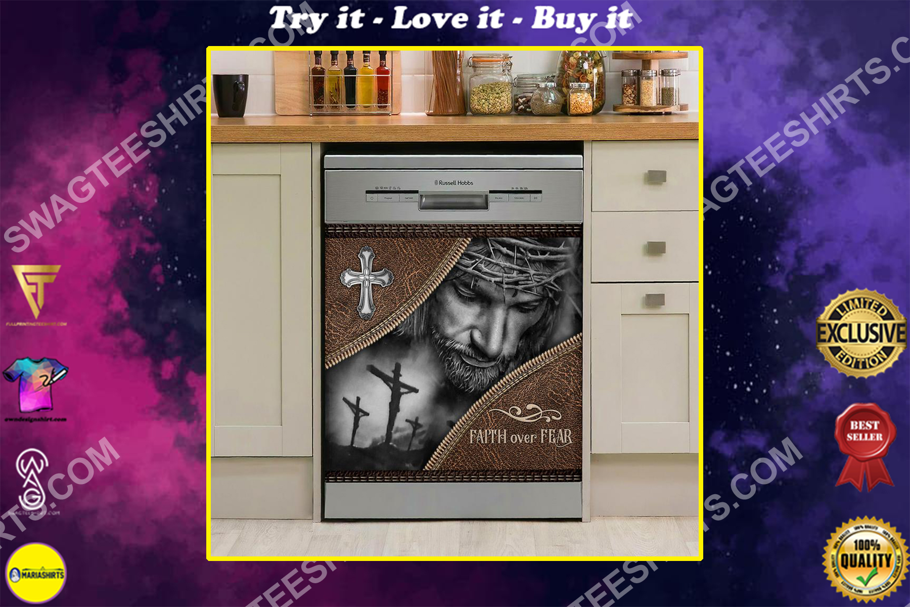 God faith over fear kitchen decorative dishwasher magnet cover