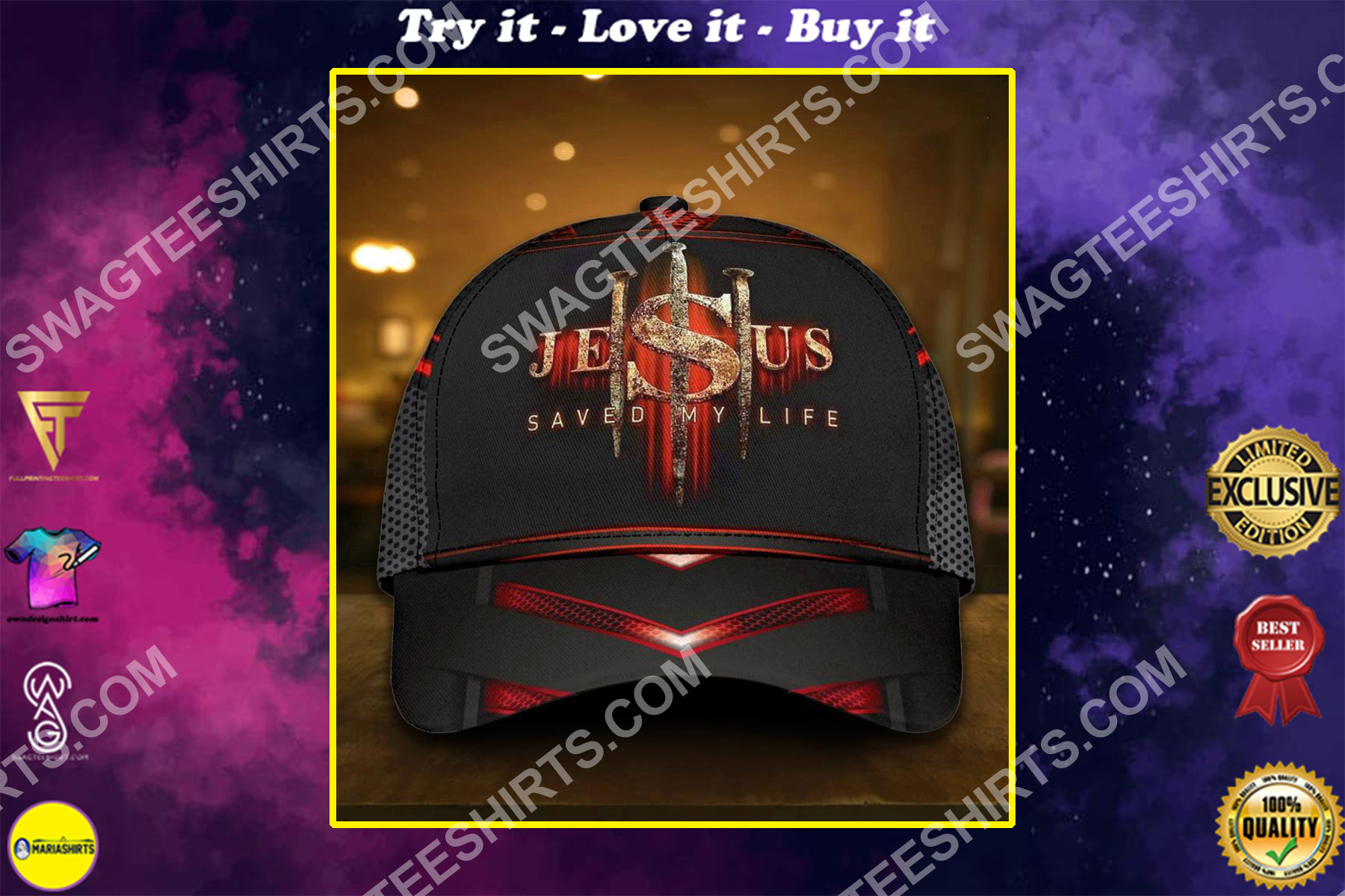 Jesus saved my life all over print classic cap