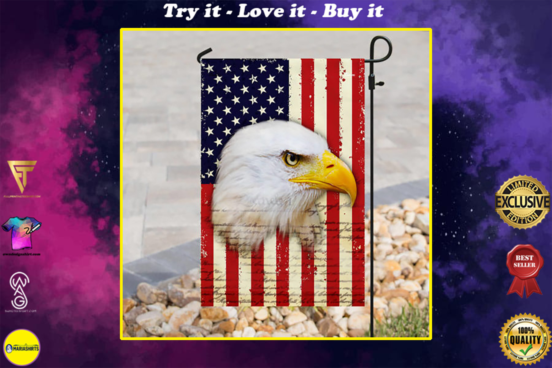 american eagle flag all over print flag