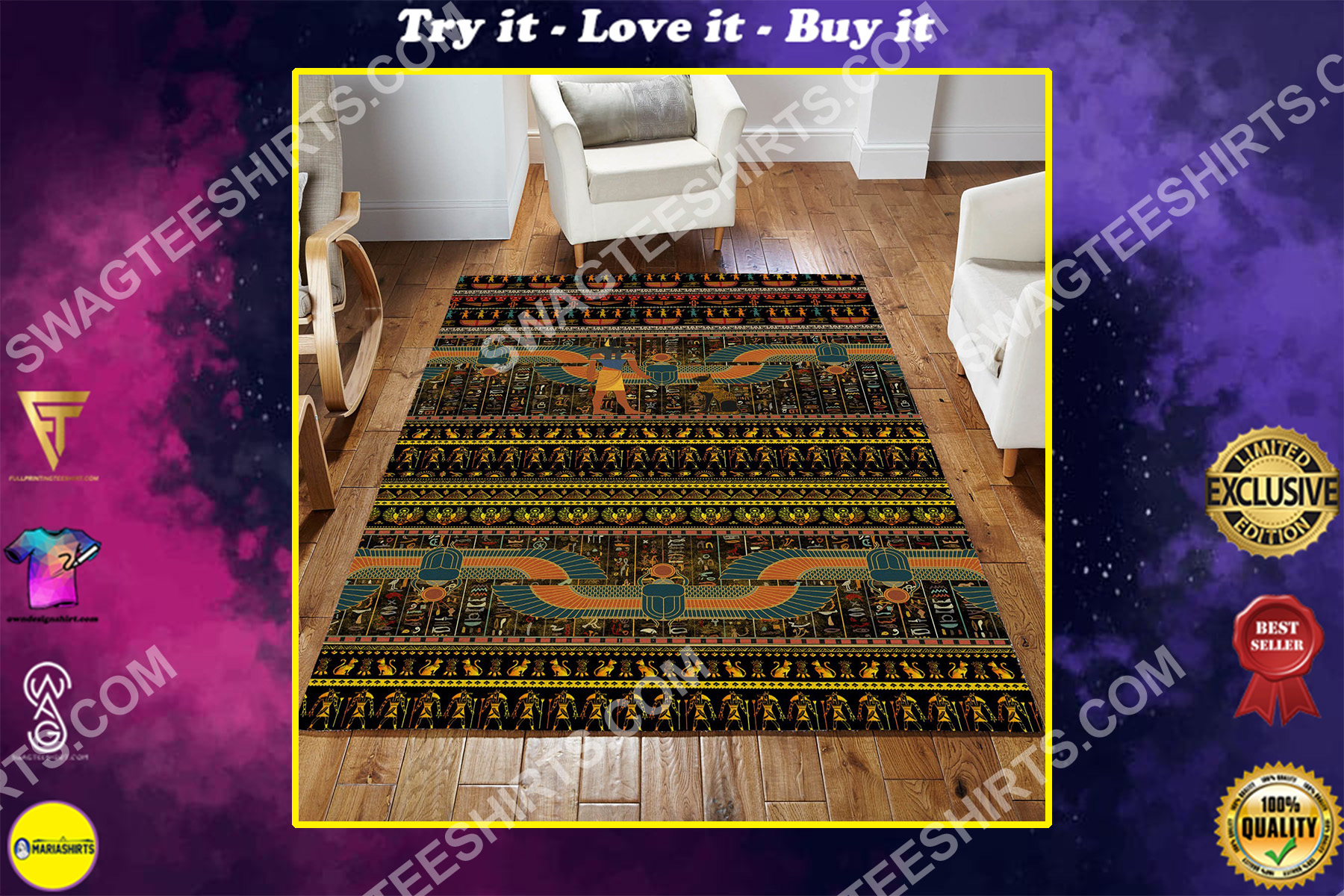 ancient egyptian culture all over printed rug