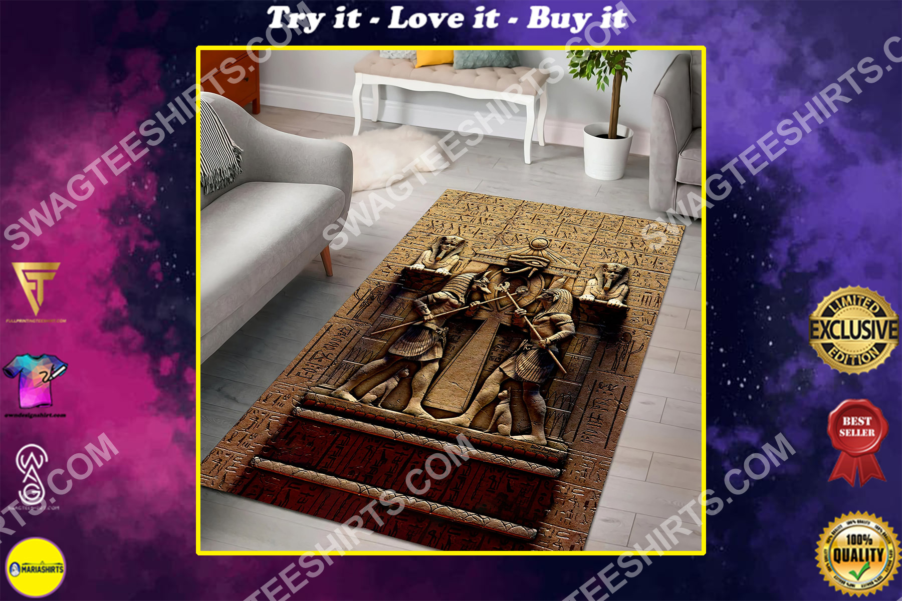 anubis egyptian civilization culture all over printed rug
