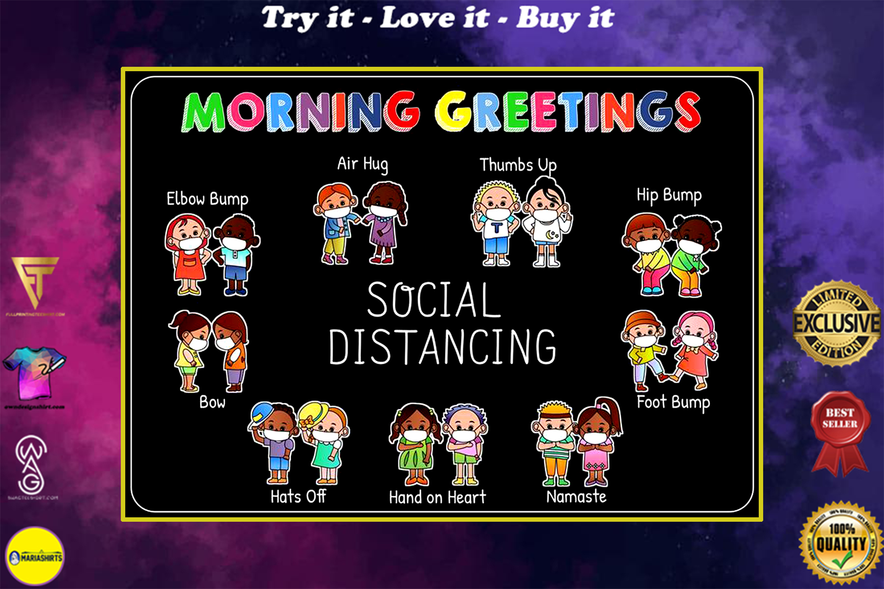 back to school social distancing morning greetings poster