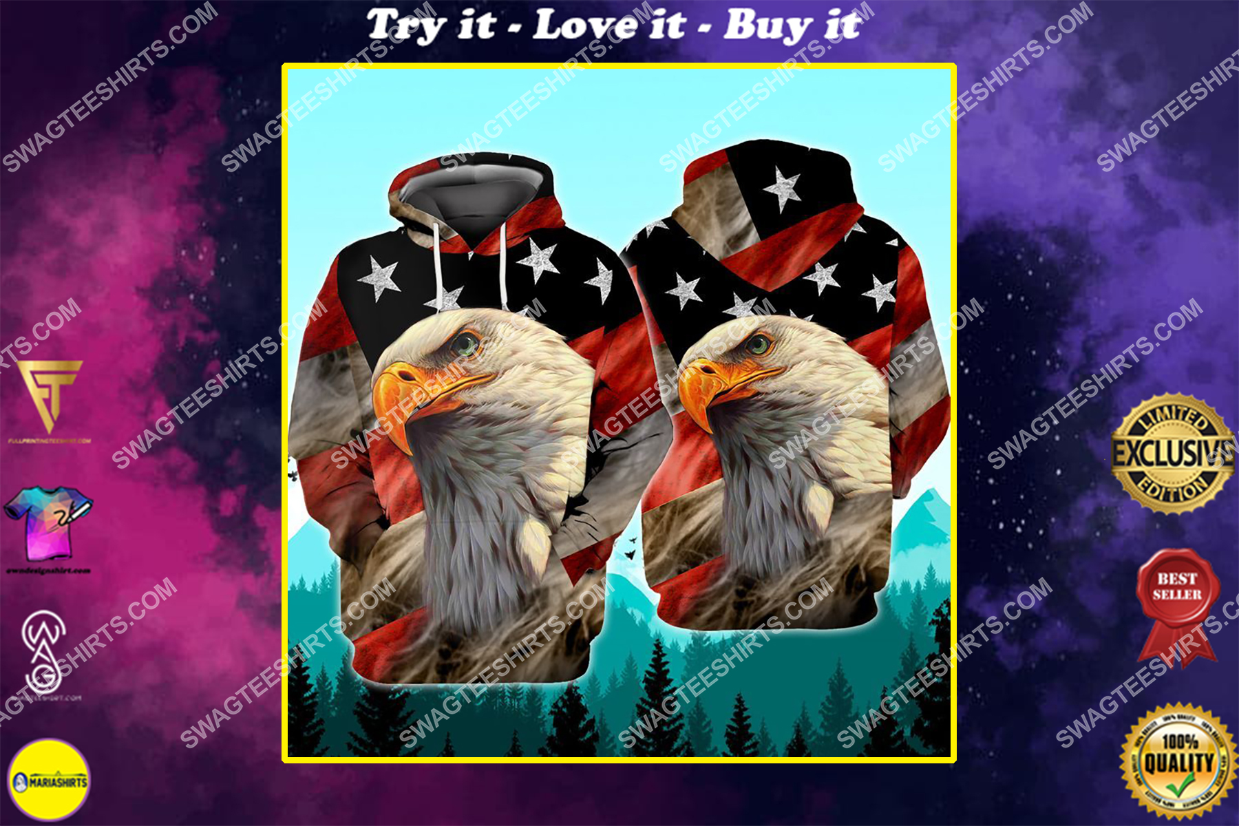 bald eagle american flag happy independence day full print shirt