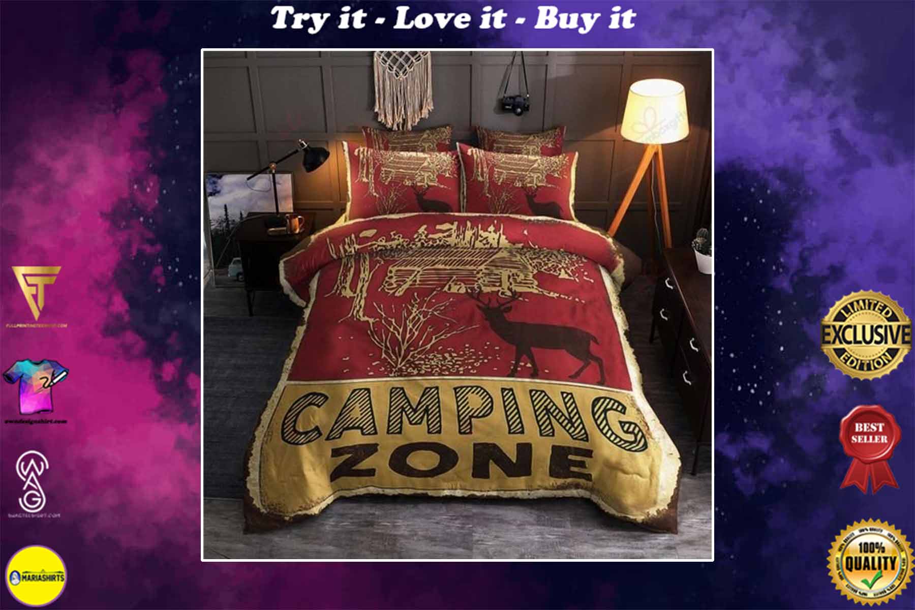 camping zone love camping bedding set