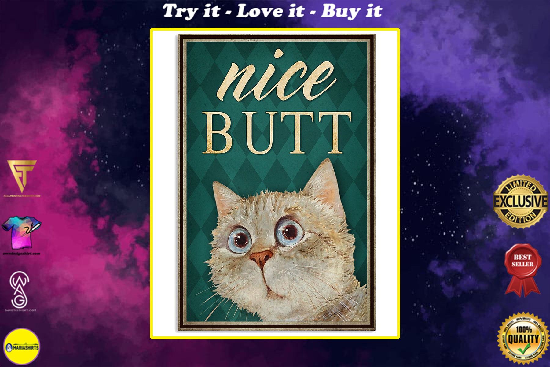 cat lover nice butt bathroom wall art poster