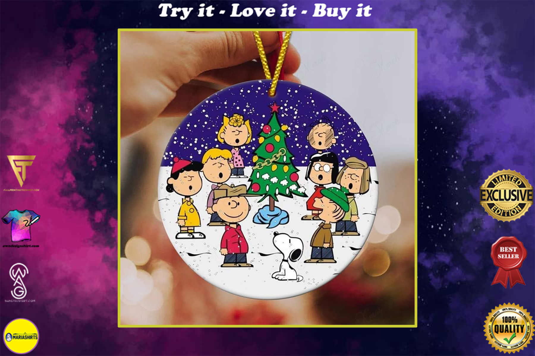 charlie brown and friends singsing christmas ornament