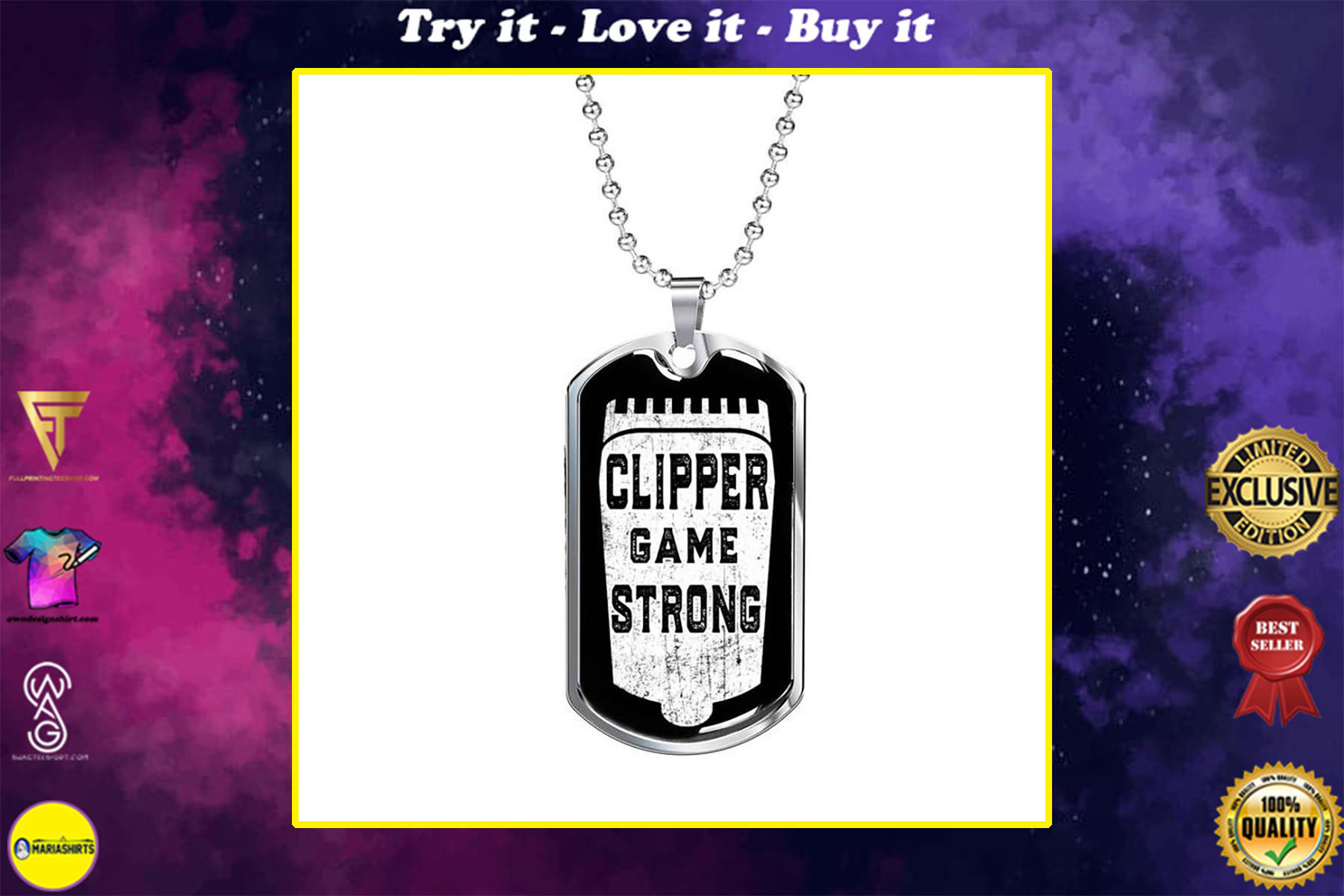 clipper game strong barber dog tag