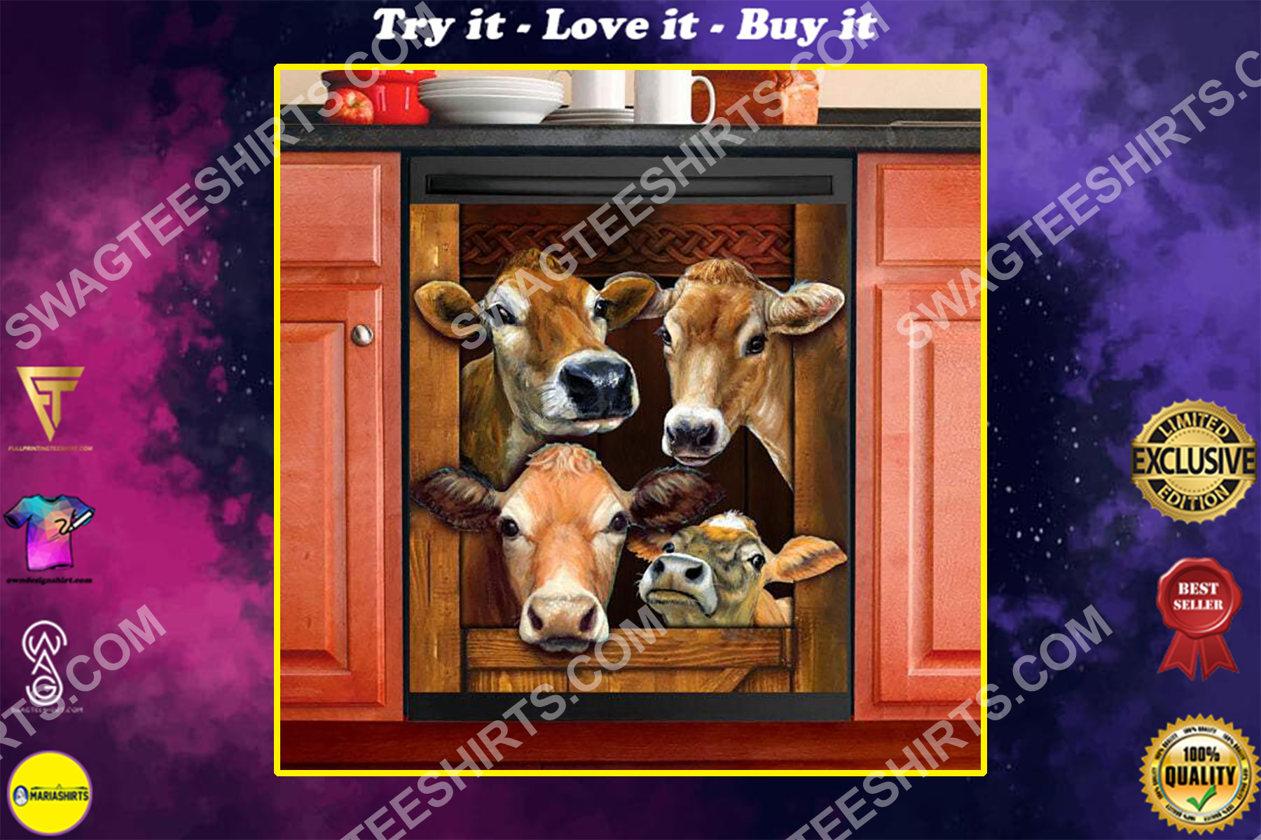 cow farm life kitchen decorative dishwasher magnet cover