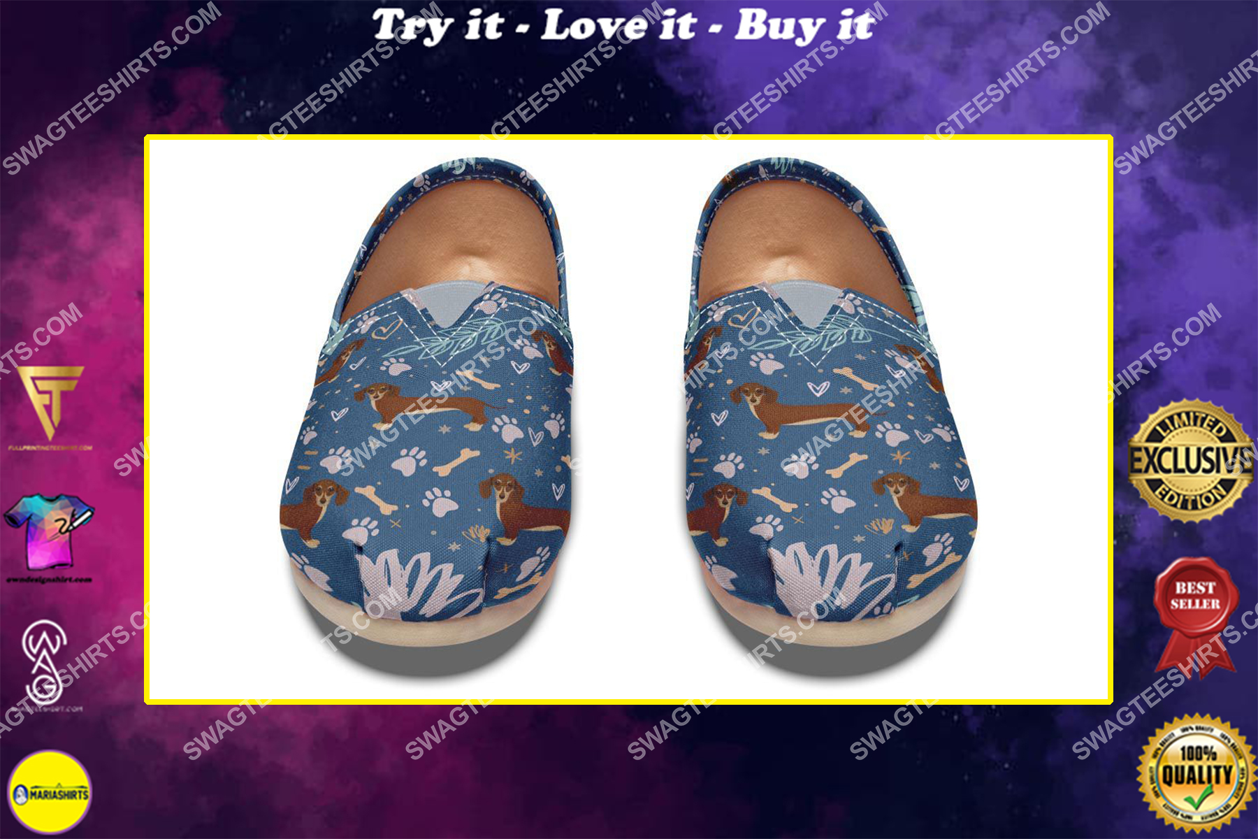 dog lovers dachshund all over printed toms shoes