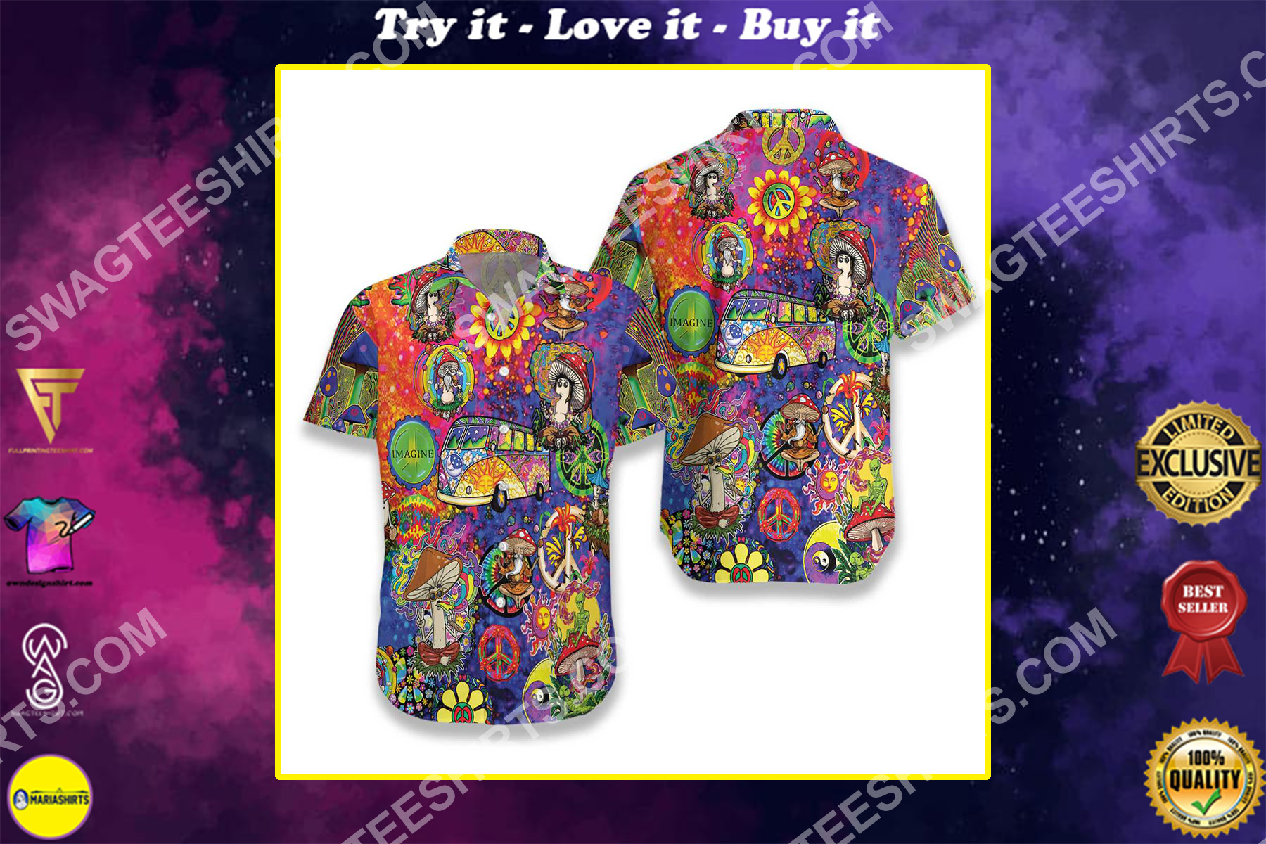 dont worry be hippie all over printed hawaiian shirt