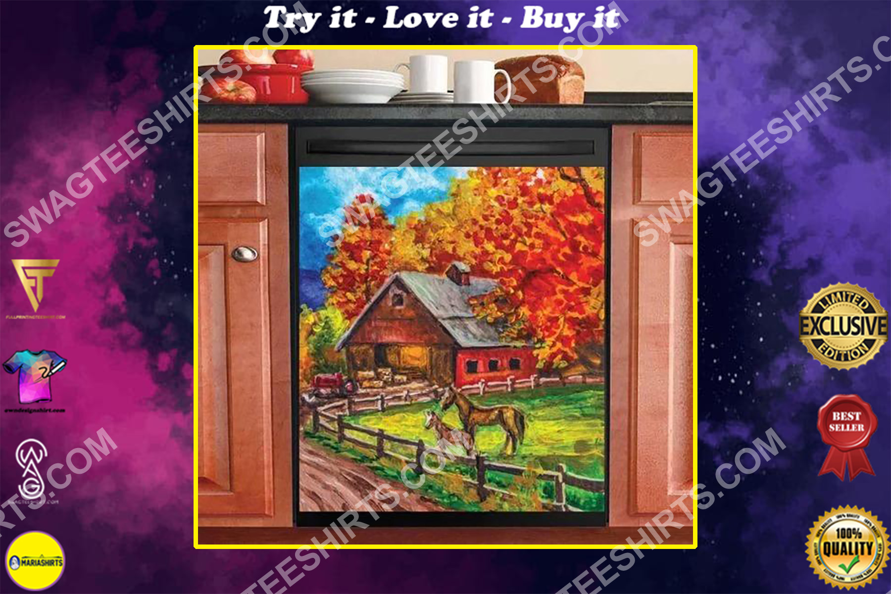 farm life and horses kitchen decorative dishwasher magnet cover