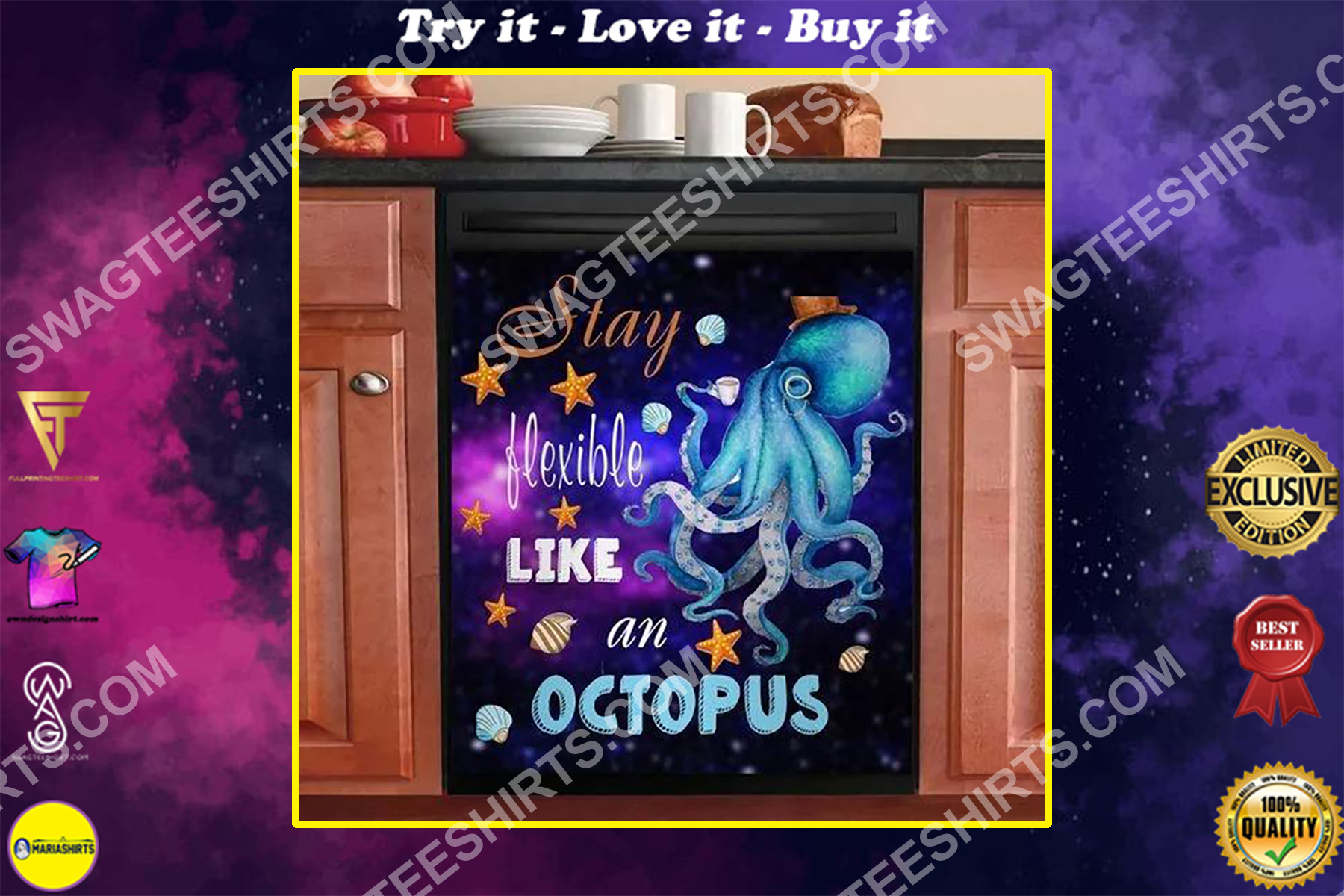 flexible like an octopus kitchen decorative dishwasher magnet cover